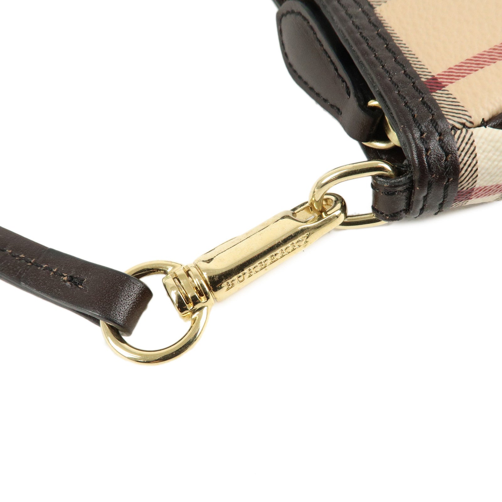 BURBERRY Canvas Leather Nova Plaid Shoulder Bag Hand Bag Brown Used