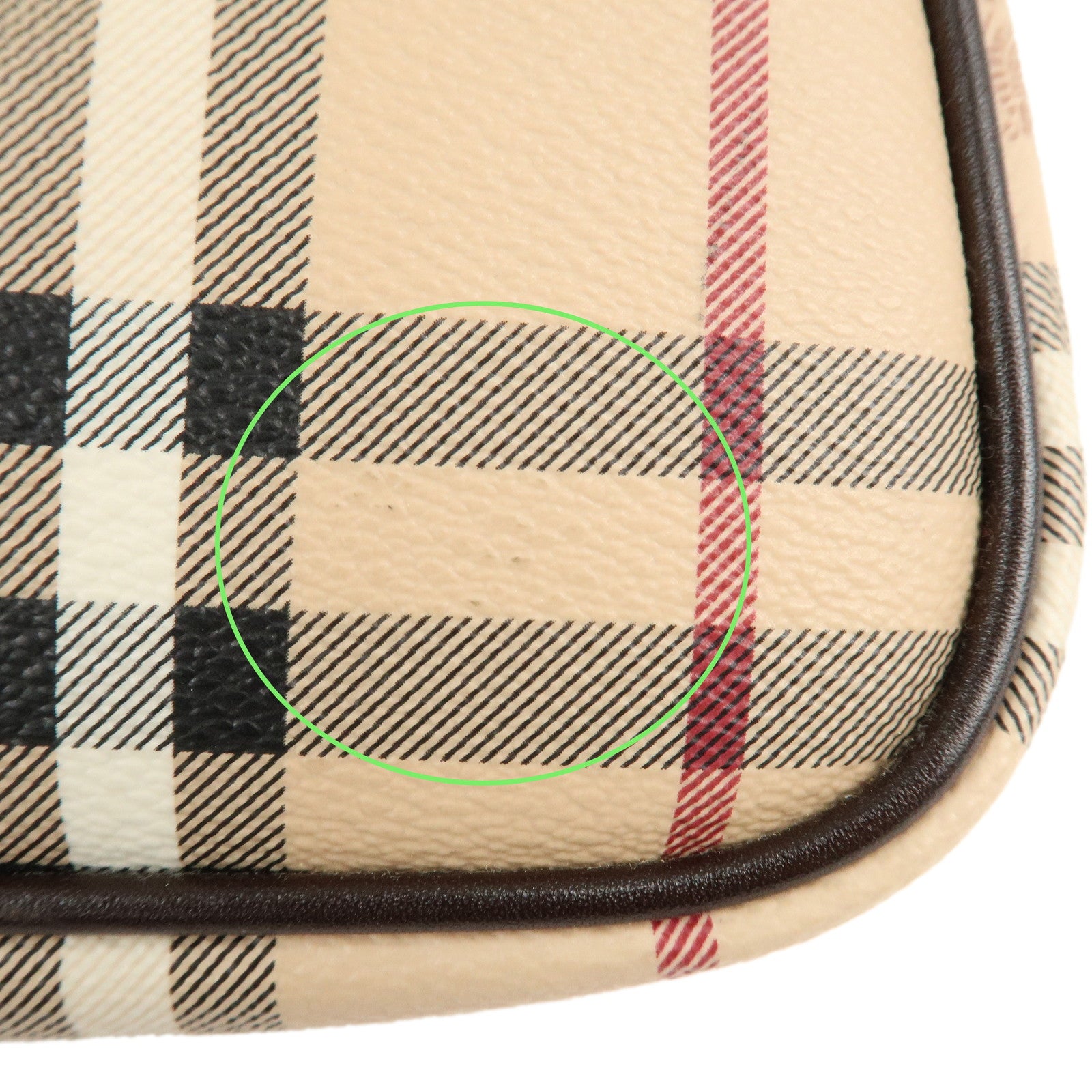 BURBERRY Canvas Leather Nova Plaid Shoulder Bag Hand Bag Brown Used