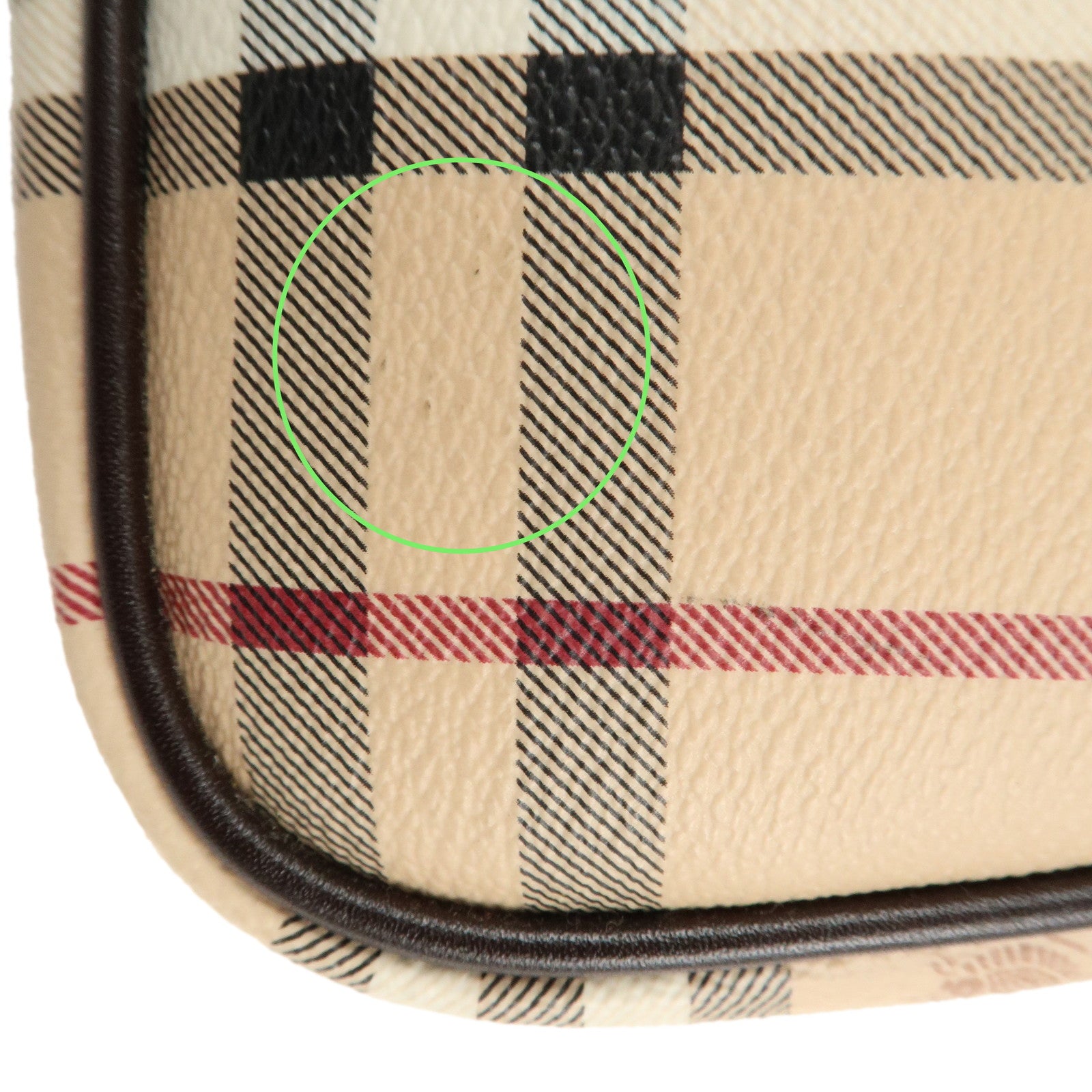 BURBERRY Canvas Leather Nova Plaid Shoulder Bag Hand Bag Brown Used