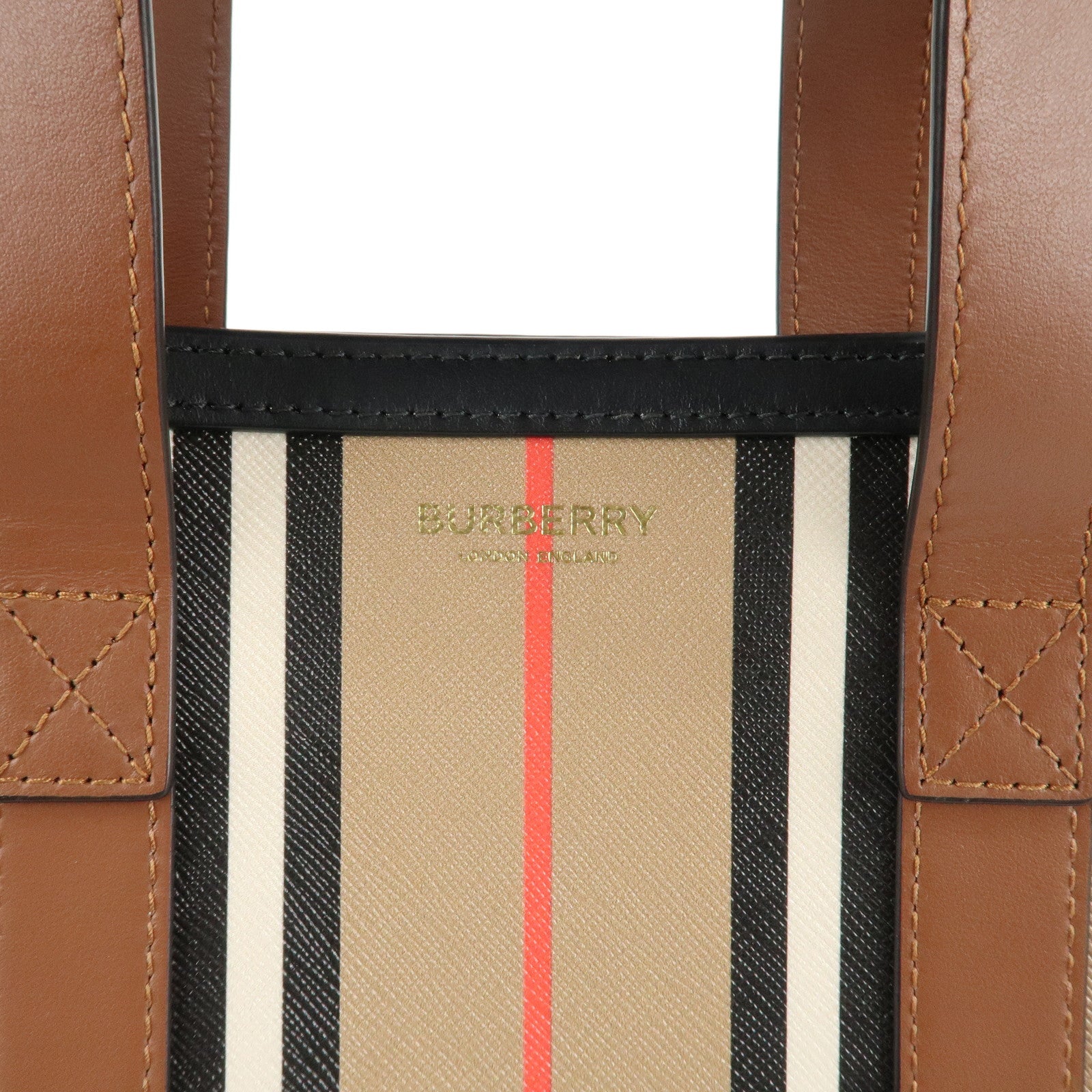 BURBERRY PVC Leather Icon Stripe 2Way Tote Bag Hand Bag Used