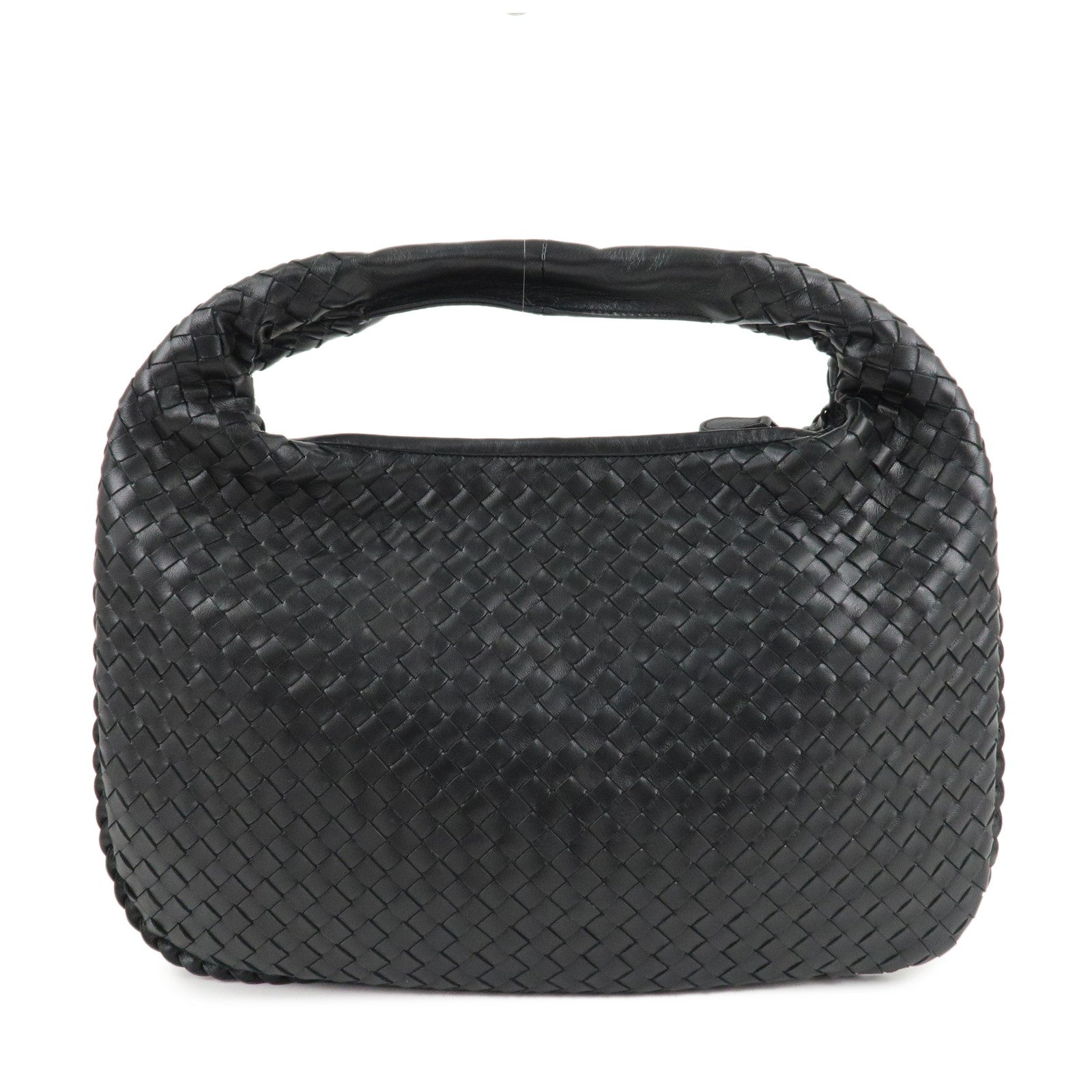 BOTTEGA VENETA HOBO Intrecciato Leather Shoulder Bag Black 115653 Used