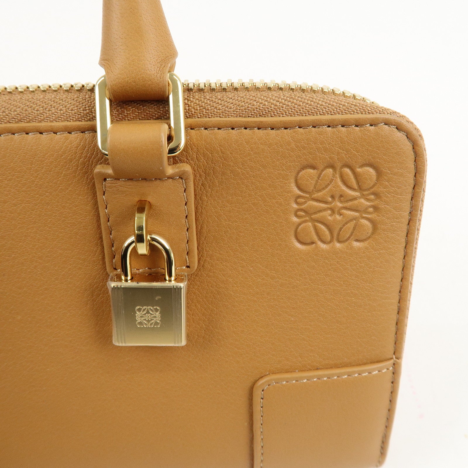 LOEWE Amazona Leather 2Way Shoulder Hand Bag Hand Bag Beige Used