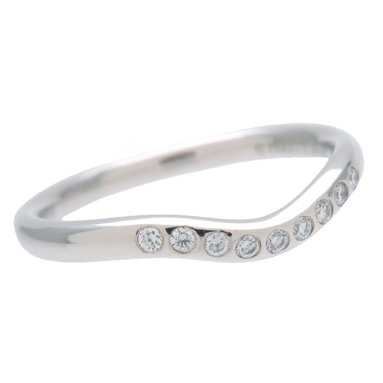Tiffany&Co. Curved Band Ring 9P Diamond PT950 Platinum US5 Used