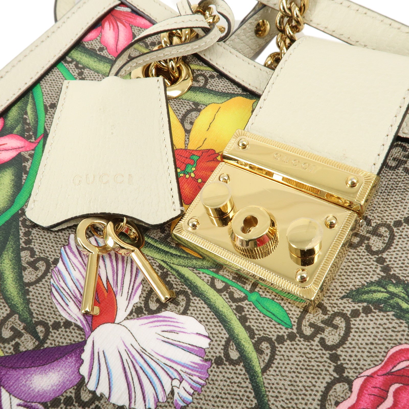 GUCCI GG Flora GG Supreme Leather Chain Shoulder Bag 498156 Used