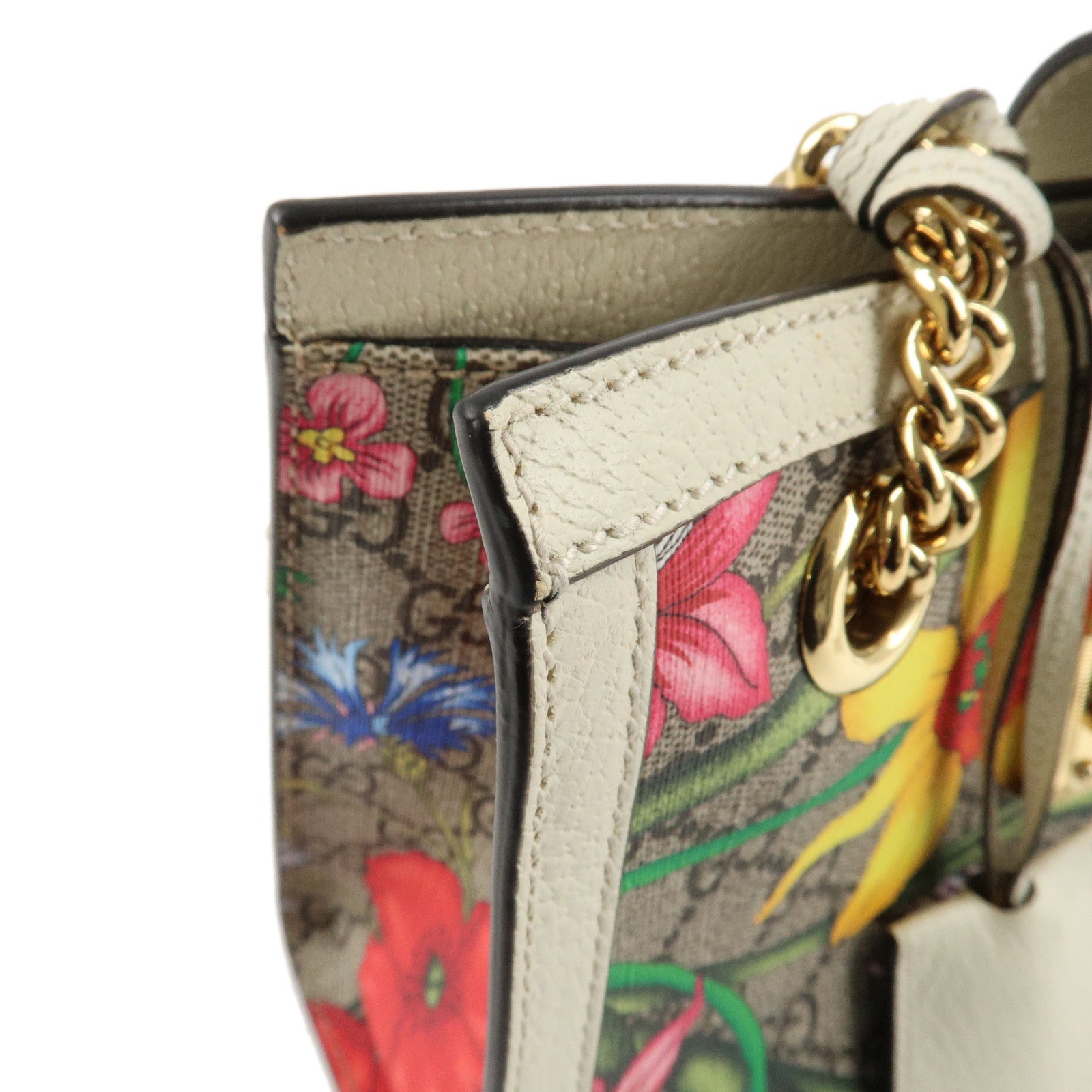 GUCCI GG Flora GG Supreme Leather Chain Shoulder Bag 498156 Used