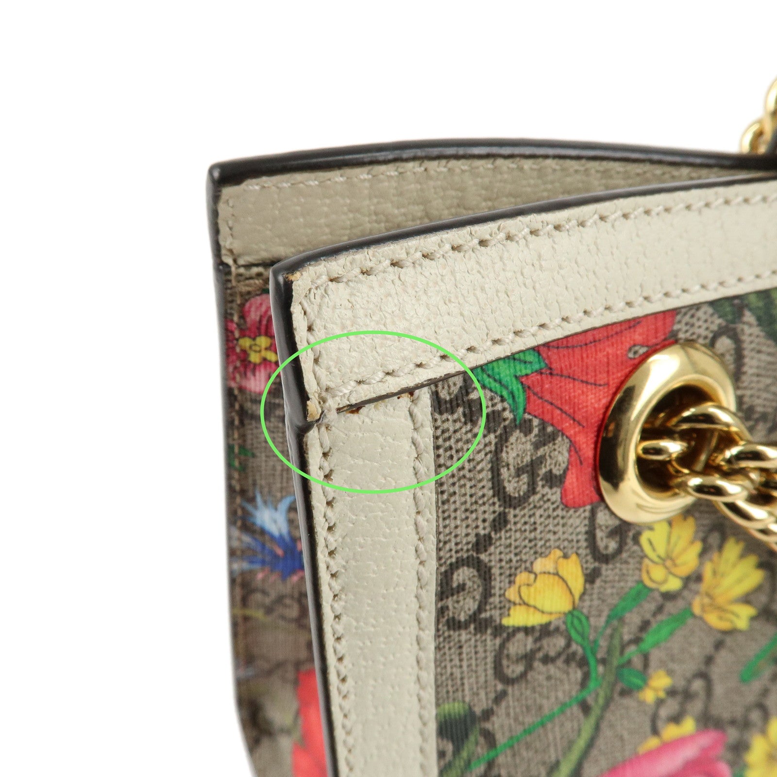 GUCCI GG Flora GG Supreme Leather Chain Shoulder Bag 498156 Used