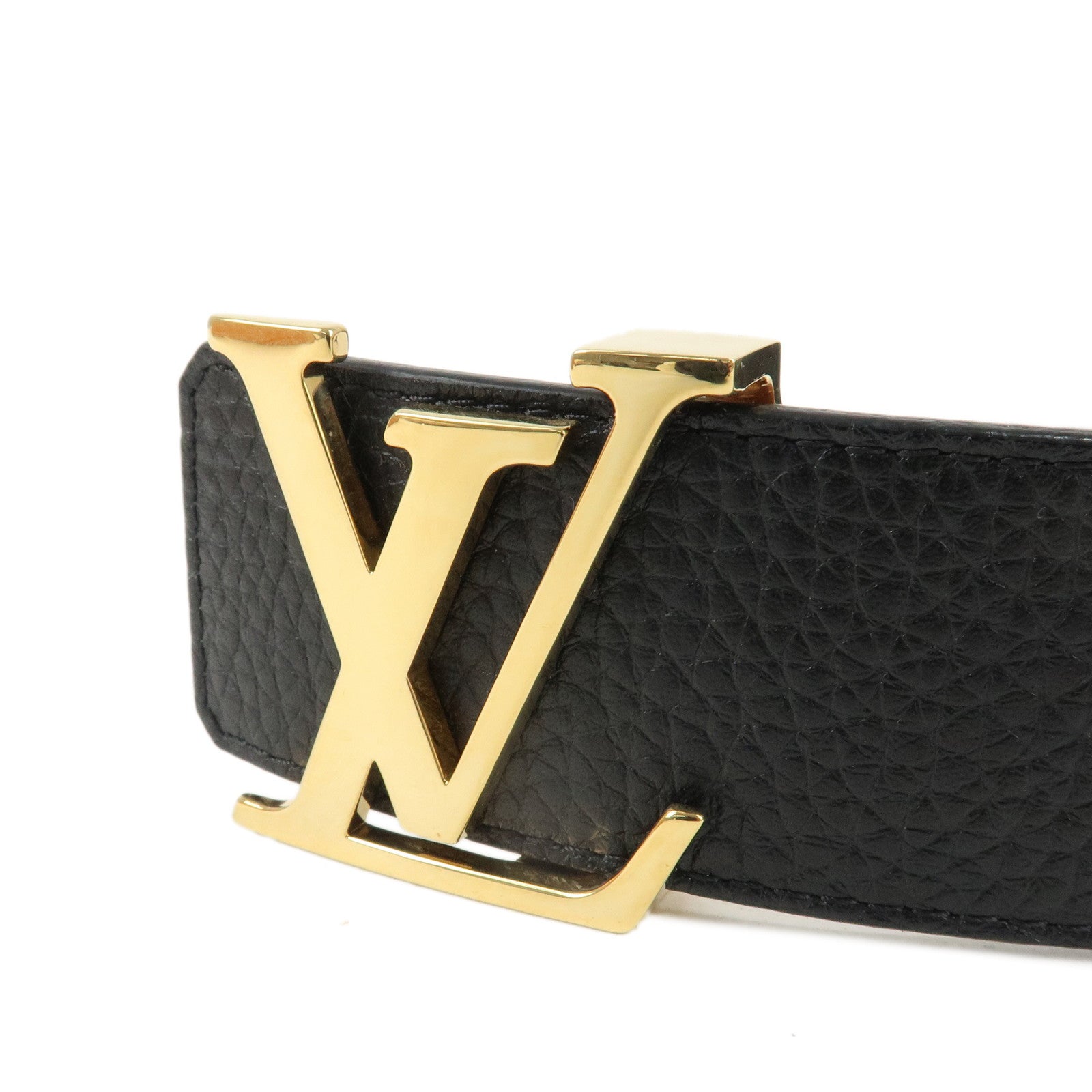 Louis Vuitton Santure LV Initial Belt 110/40 Black Gold HDW M9151 Used