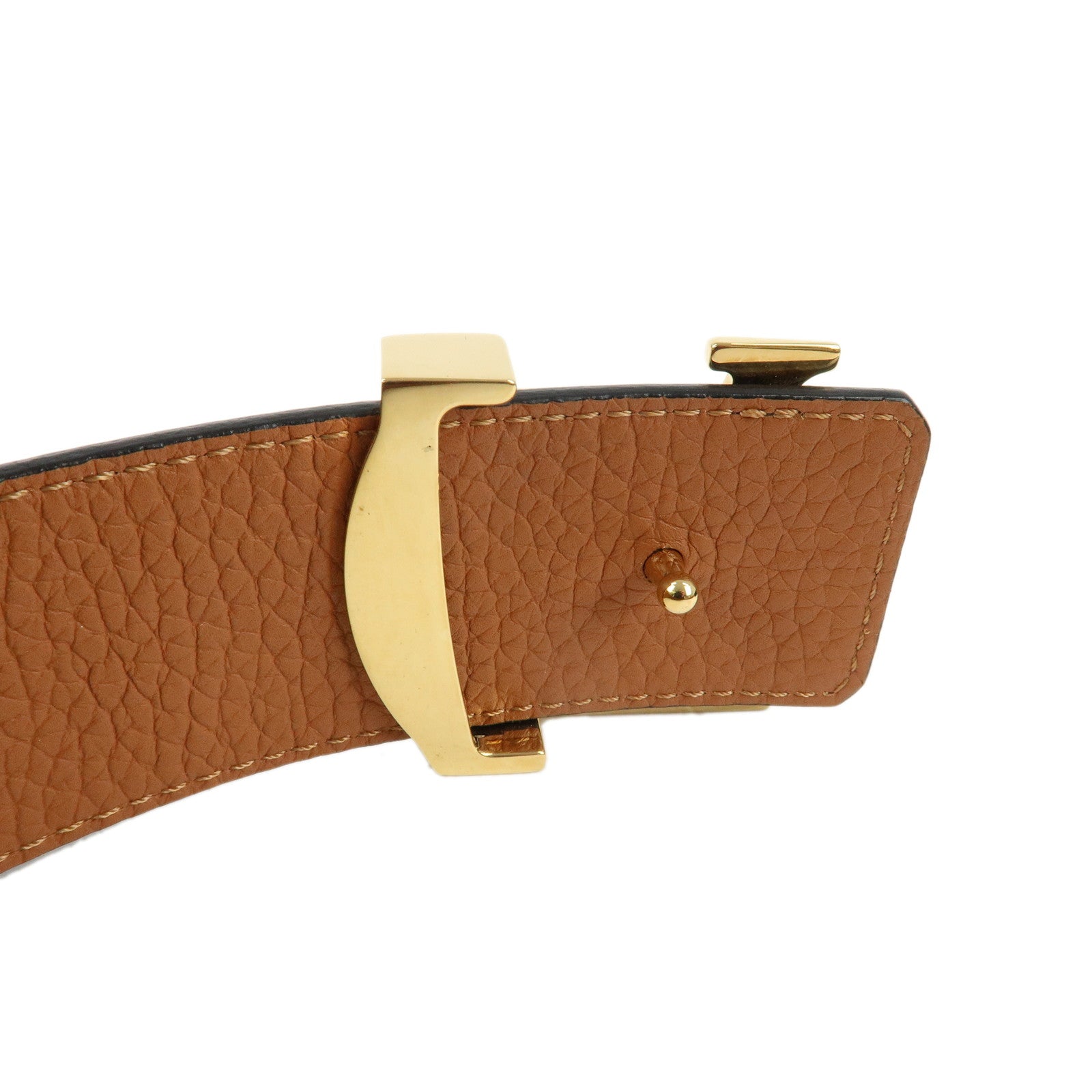 Louis Vuitton Santure LV Initial Belt 110/40 Black Gold HDW M9151 Used