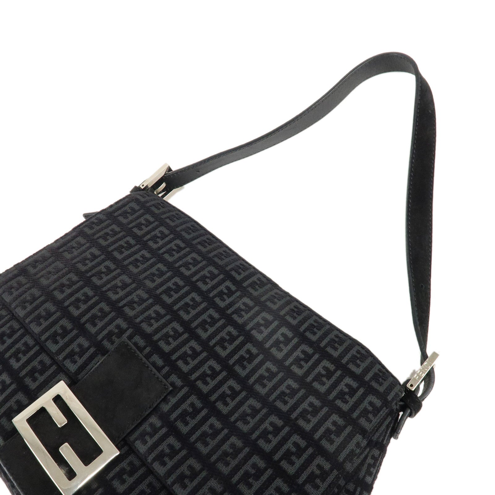 FENDI Zucchino Mamma Baguette Velour Suede Shoulder Bag 8BR001 Used