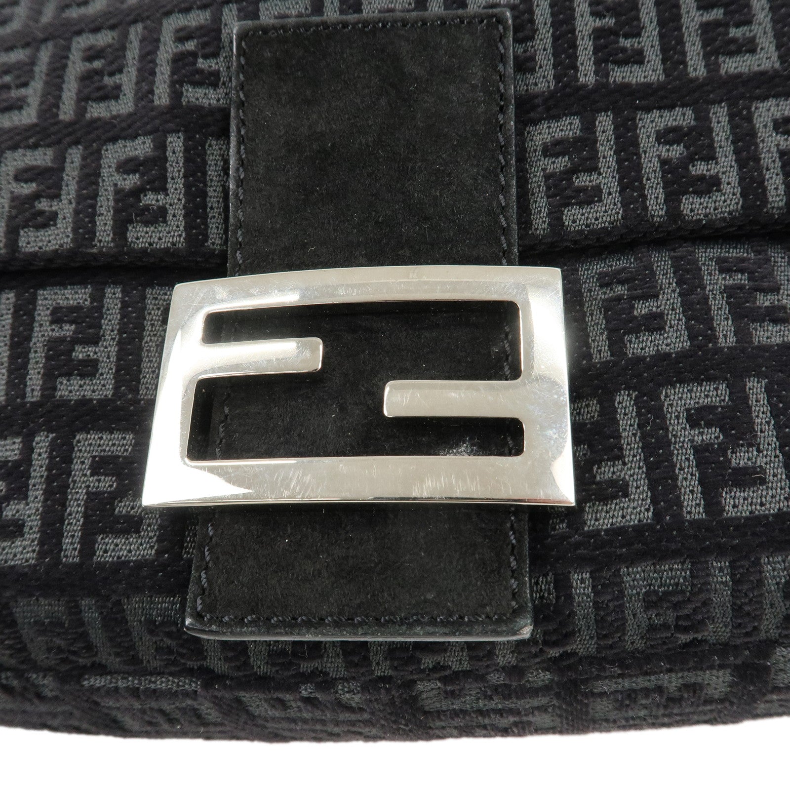 FENDI Zucchino Mamma Baguette Velour Suede Shoulder Bag 8BR001 Used