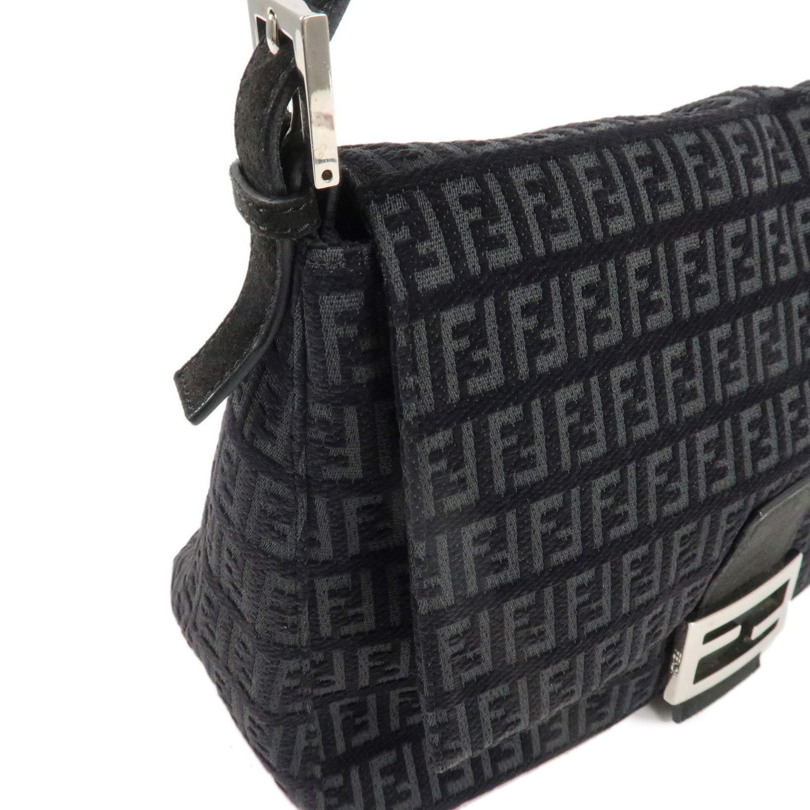 FENDI Zucchino Mamma Baguette Velour Suede Shoulder Bag 8BR001 Used