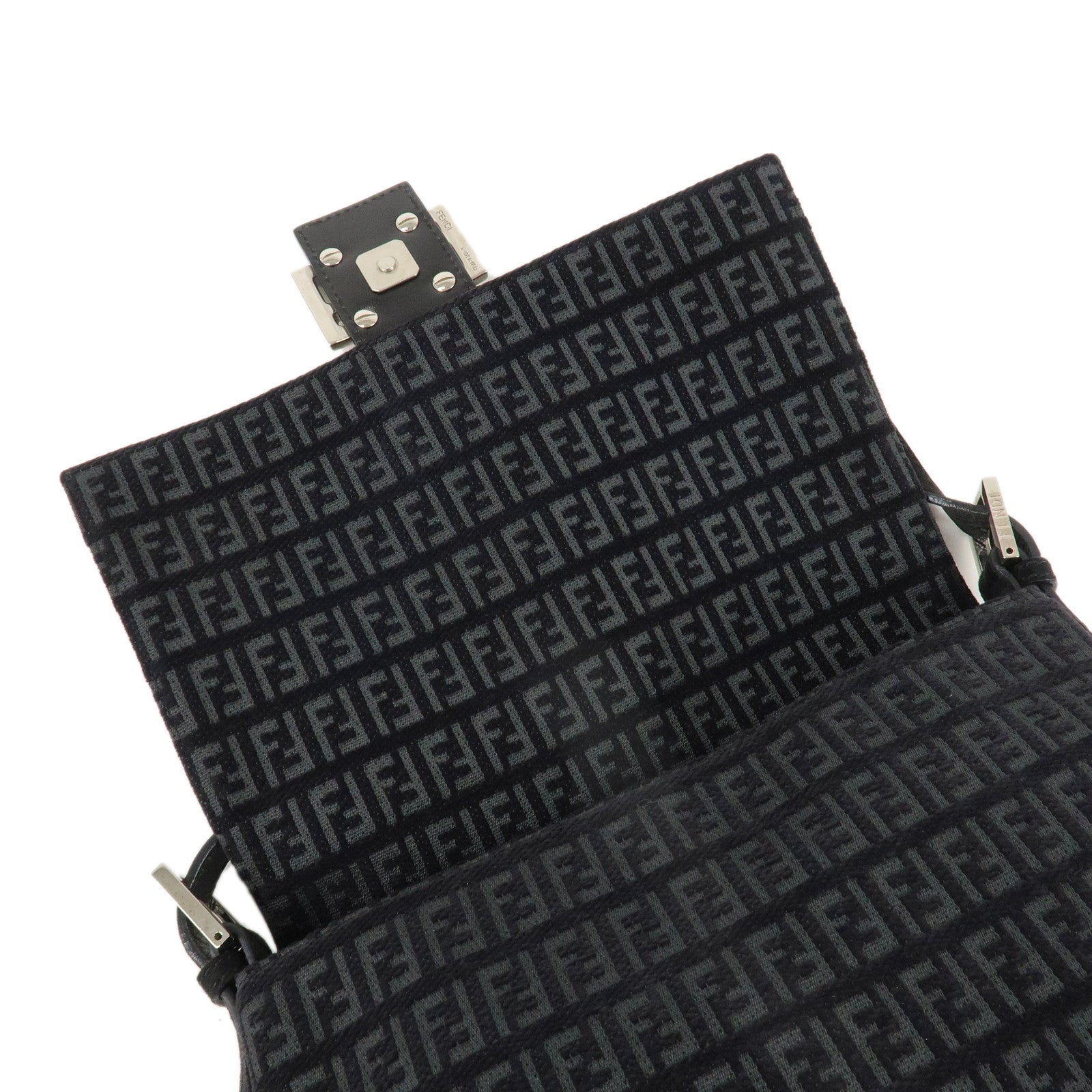 FENDI Zucchino Mamma Baguette Velour Suede Shoulder Bag 8BR001 Used