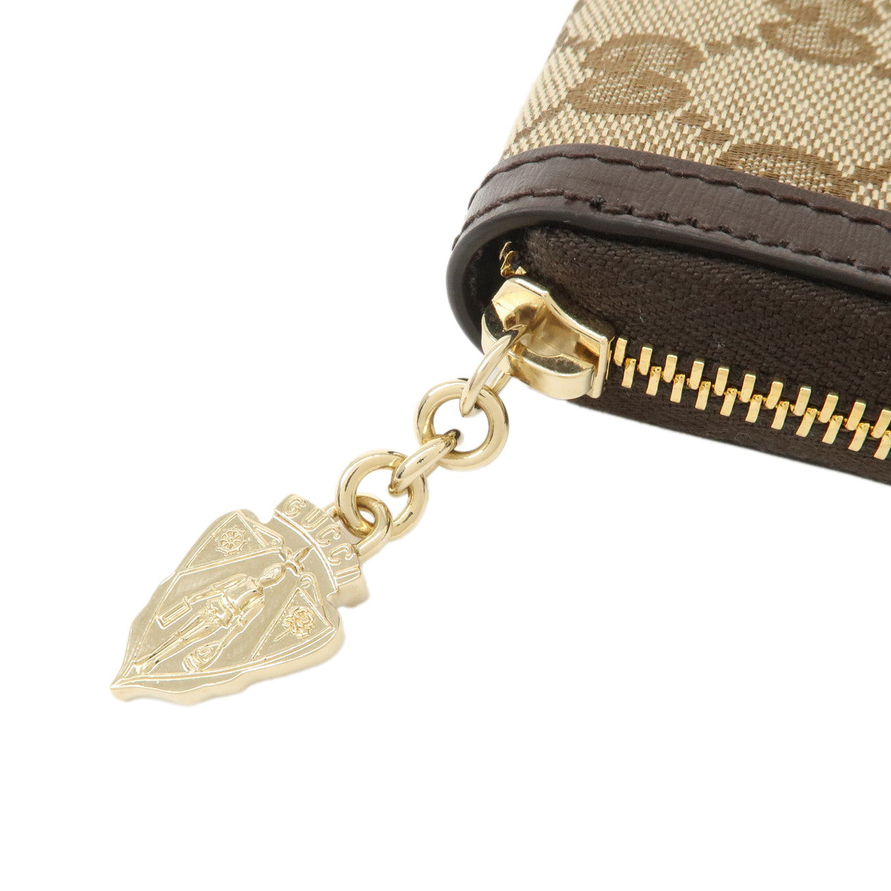 GUCCI Luce GG Canvas Leather RoundZip Coin Case Beige Brown 790037 Used