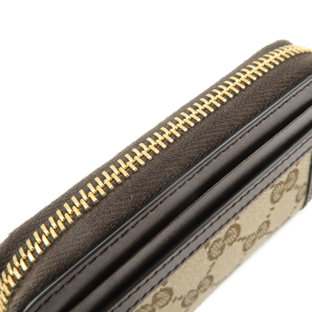 GUCCI Luce GG Canvas Leather RoundZip Coin Case Beige Brown 790037 Used