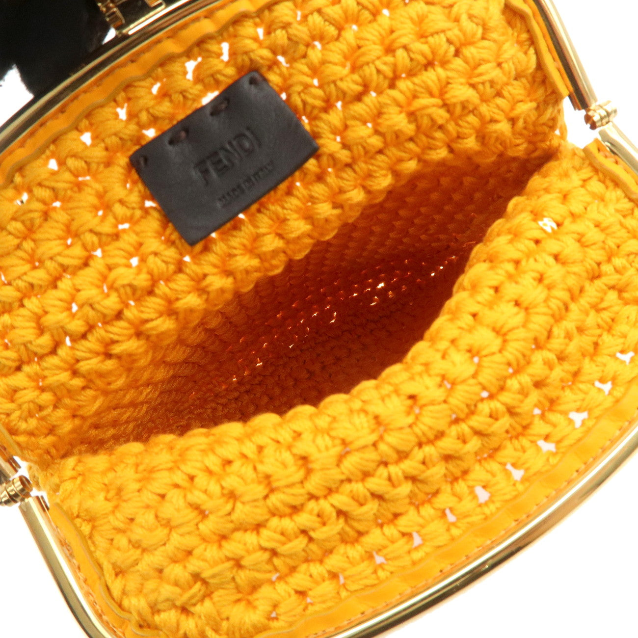 FENDI Cotton Baguette Cellphone Bag Shoulder Bag Orange 7AR966 Used