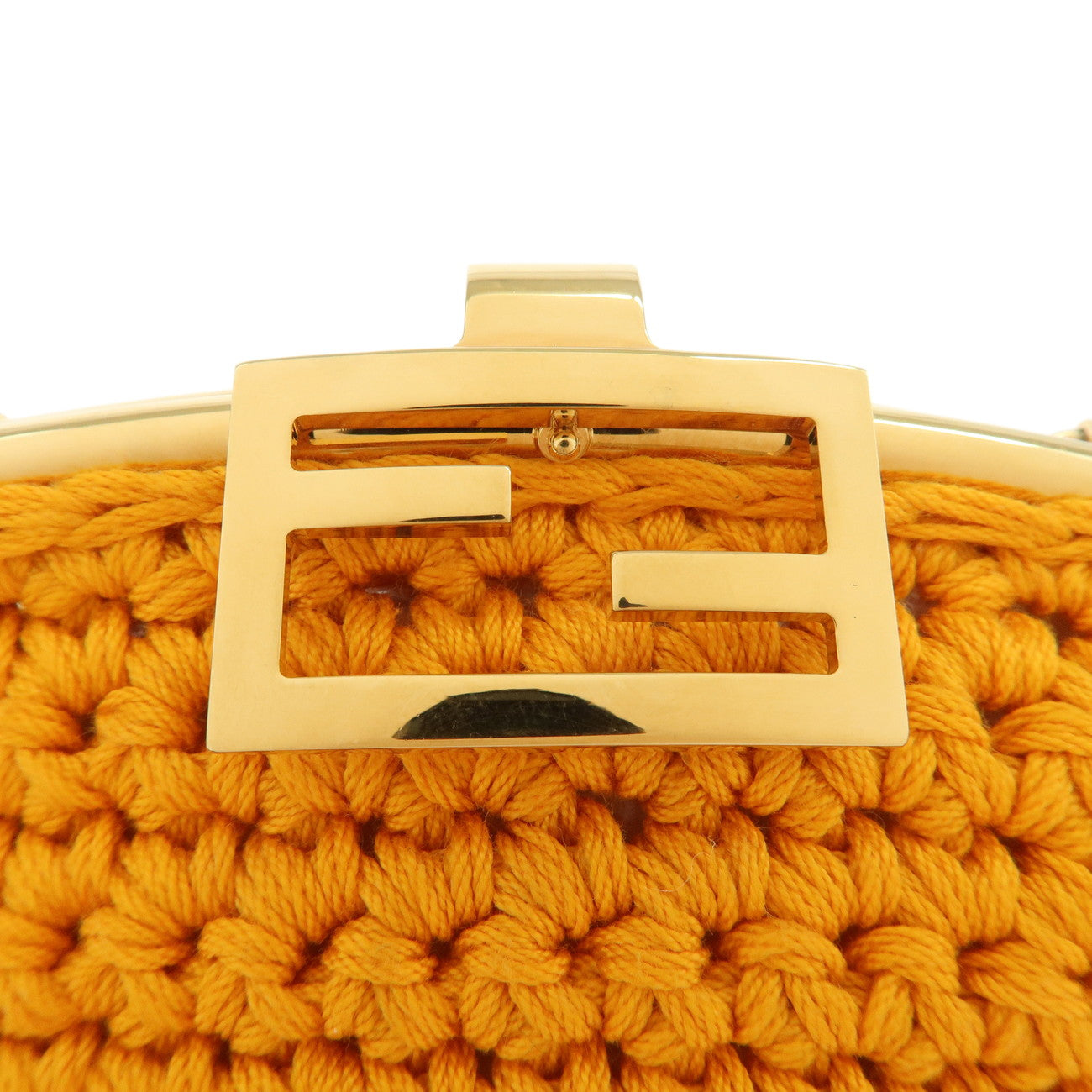 FENDI Cotton Baguette Cellphone Bag Shoulder Bag Orange 7AR966 Used