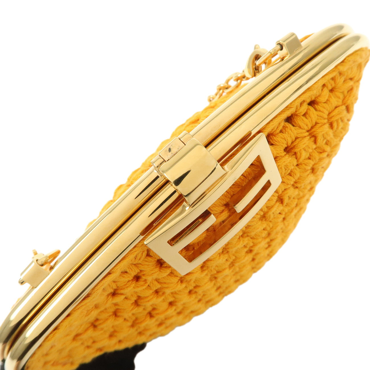 FENDI Cotton Baguette Cellphone Bag Shoulder Bag Orange 7AR966 Used