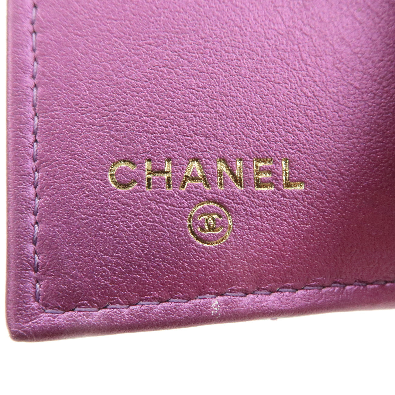 CHANEL Matelasse Lamb Skin Tri-Fold Wallet Gradation Purple A84401 Used