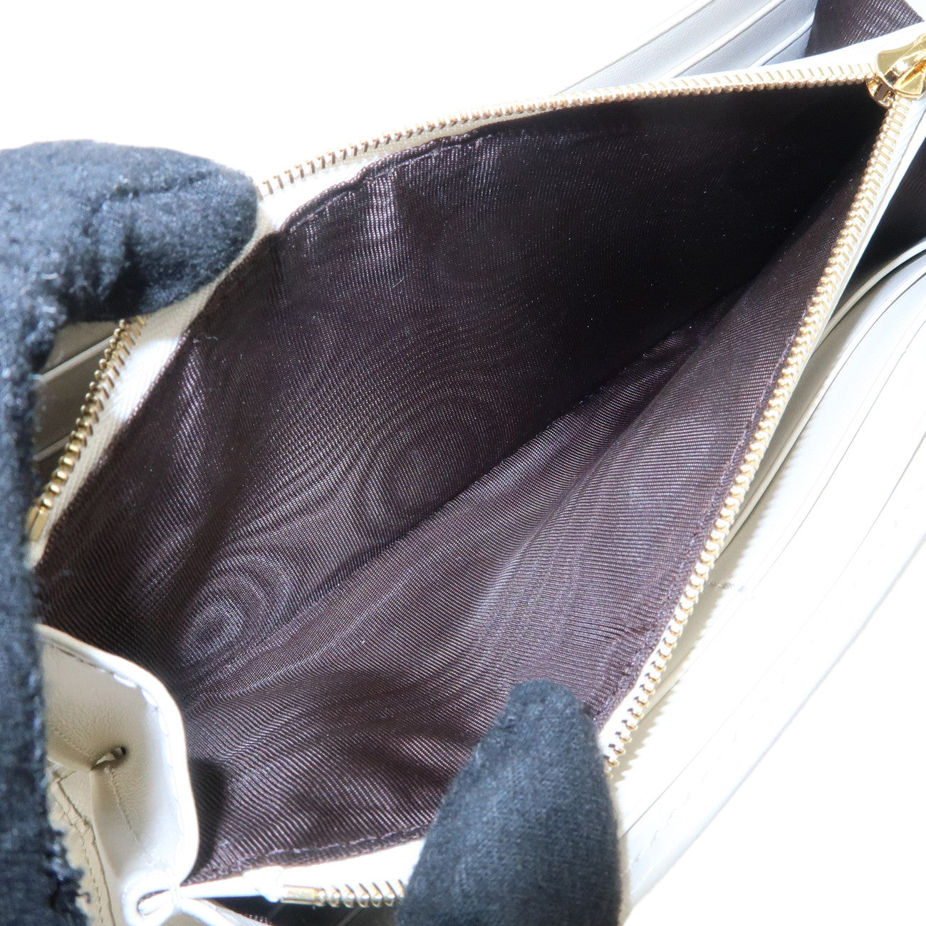 GUCCI Jackie Leather Chain Wallet WOC White 652681 Used