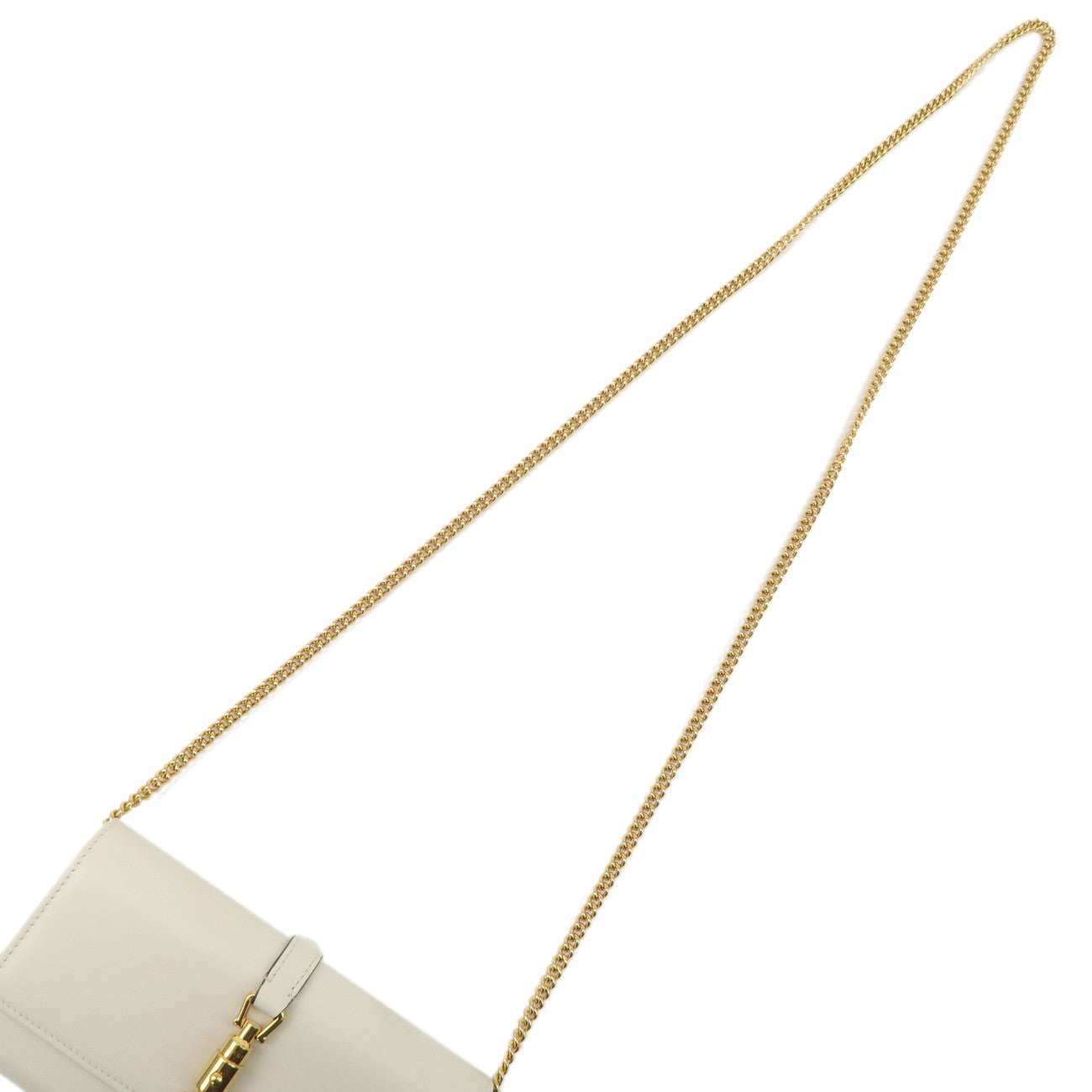 GUCCI Jackie Leather Chain Wallet WOC White 652681 Used