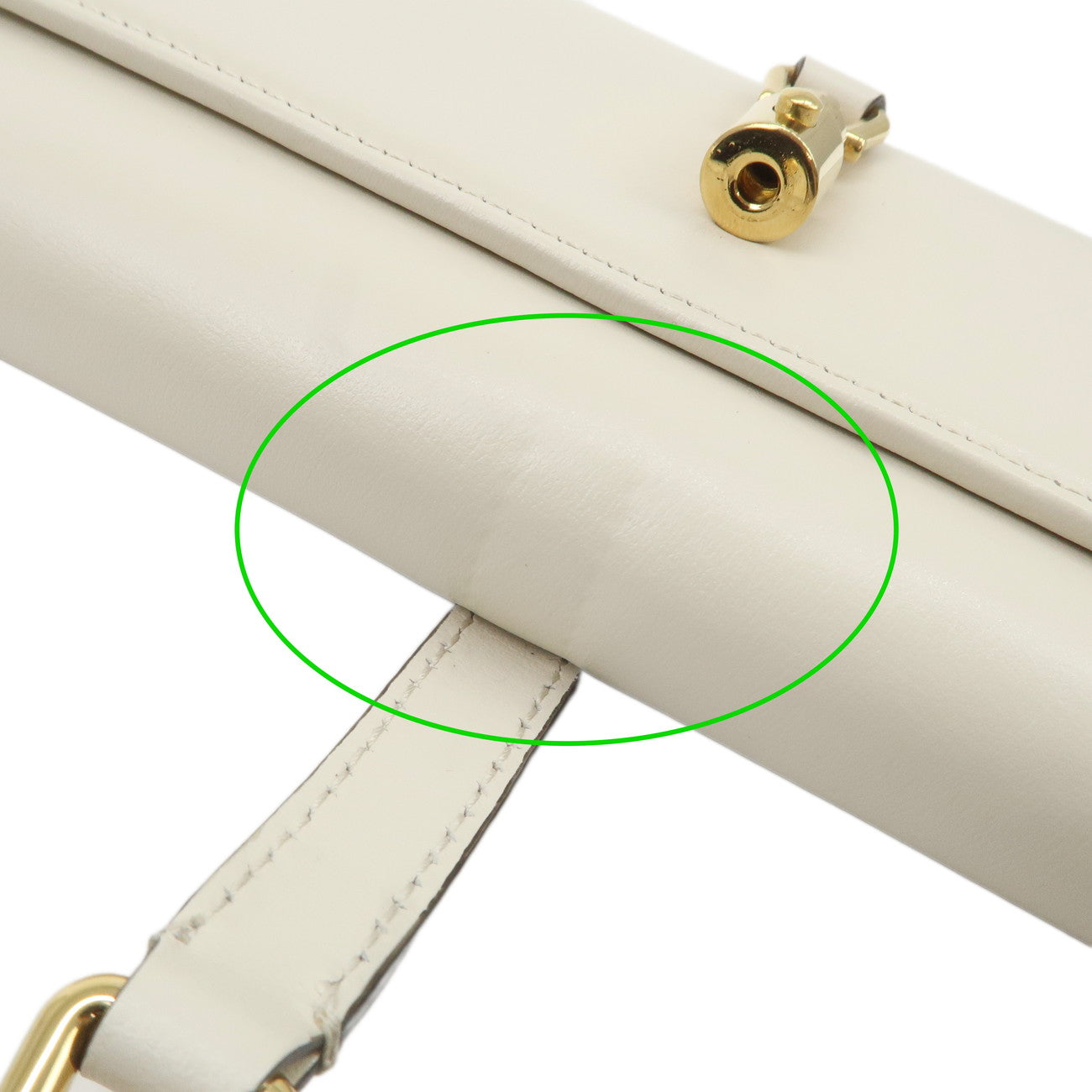 GUCCI Jackie Leather Chain Wallet WOC White 652681 Used