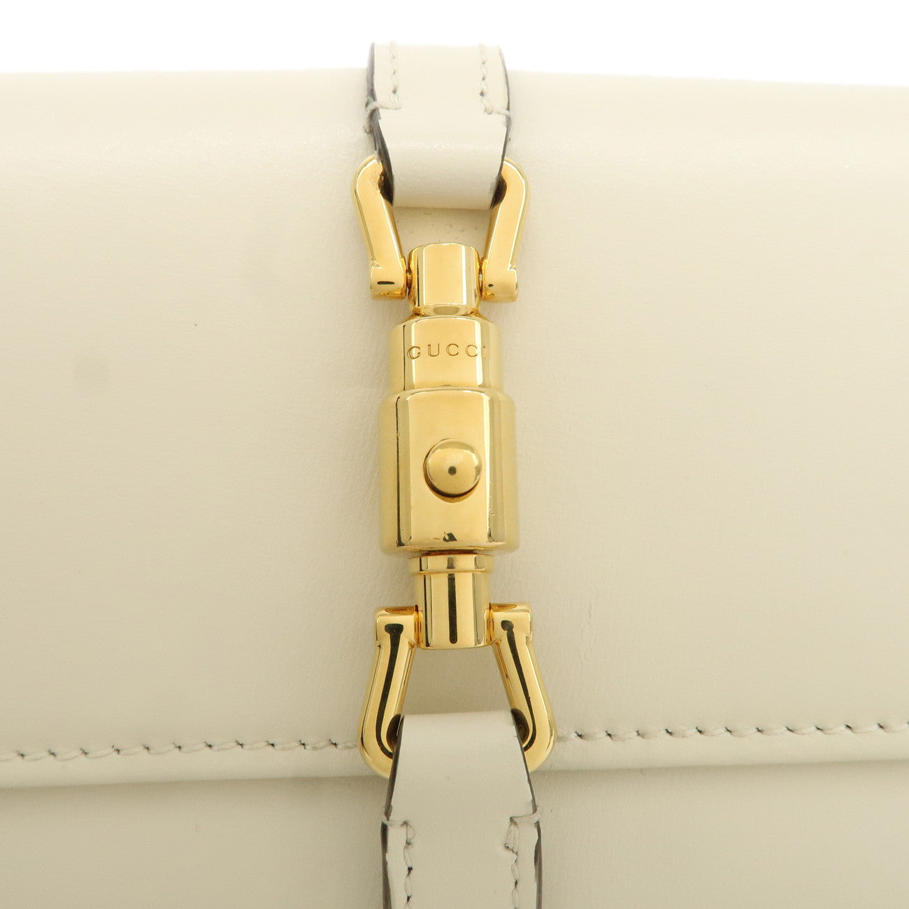 GUCCI Jackie Leather Chain Wallet WOC White 652681 Used