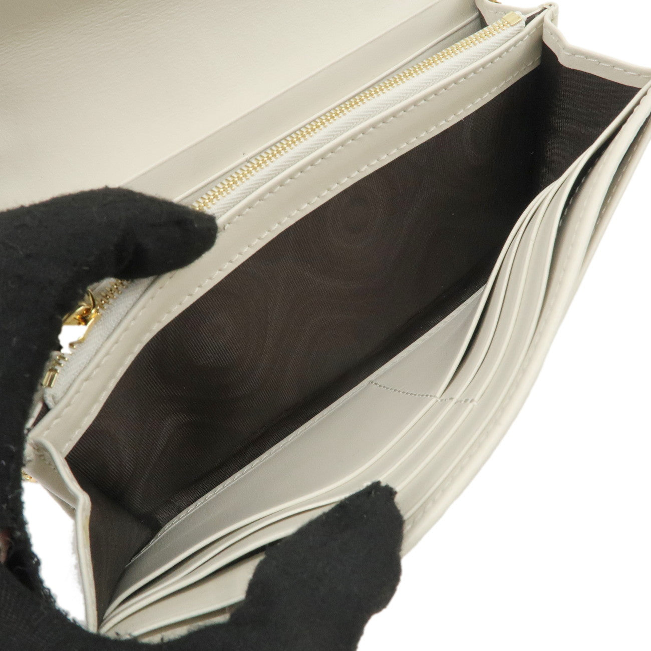 GUCCI Jackie Leather Chain Wallet WOC White 652681 Used