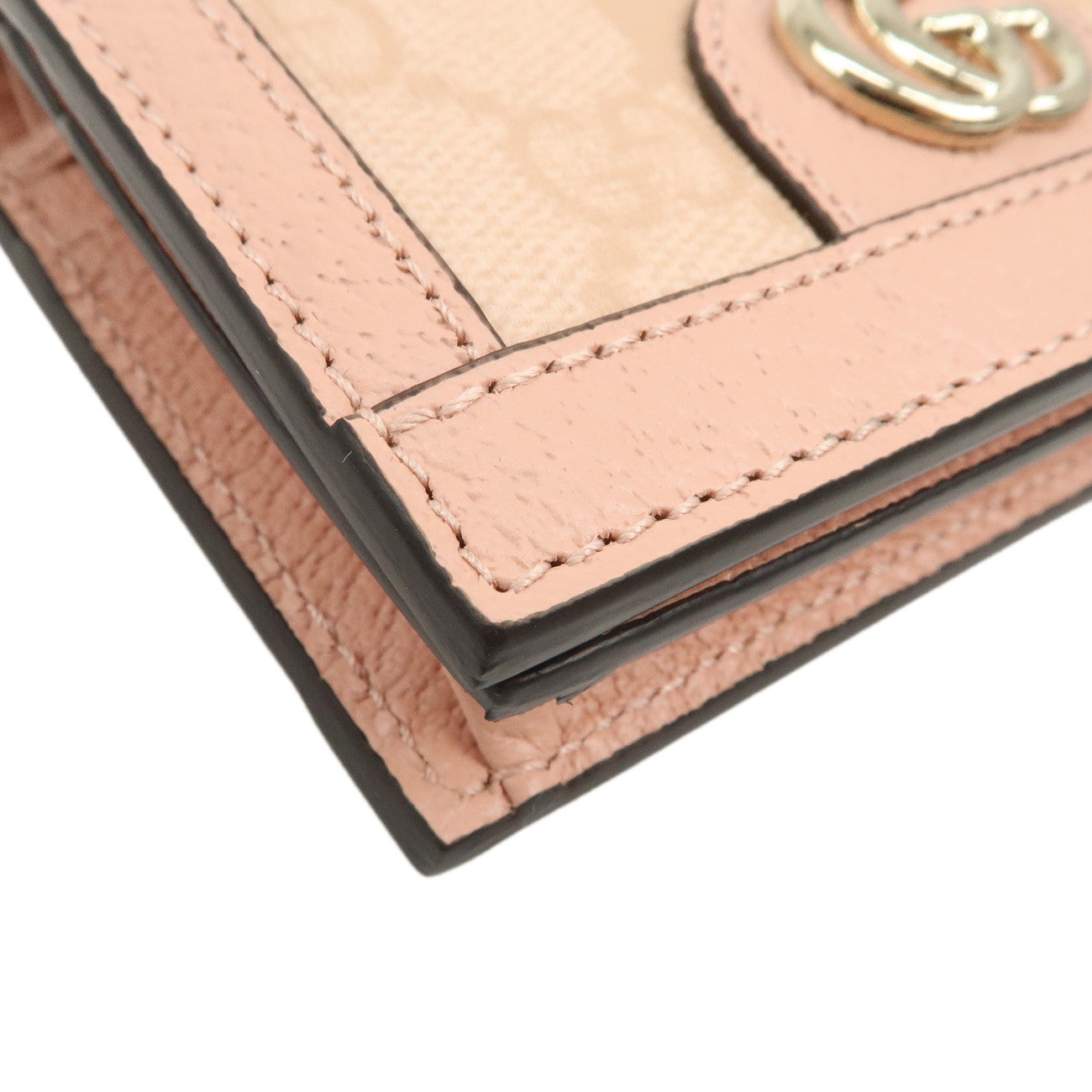 GUCCI Ophidia Sherry GG Supreme Leather Wallet Pink 523155 Used