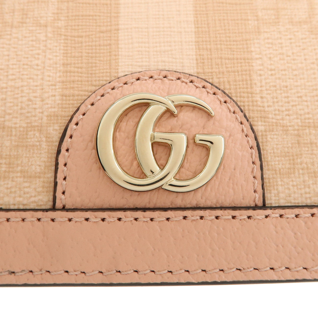GUCCI Ophidia Sherry GG Supreme Leather Wallet Pink 523155 Used