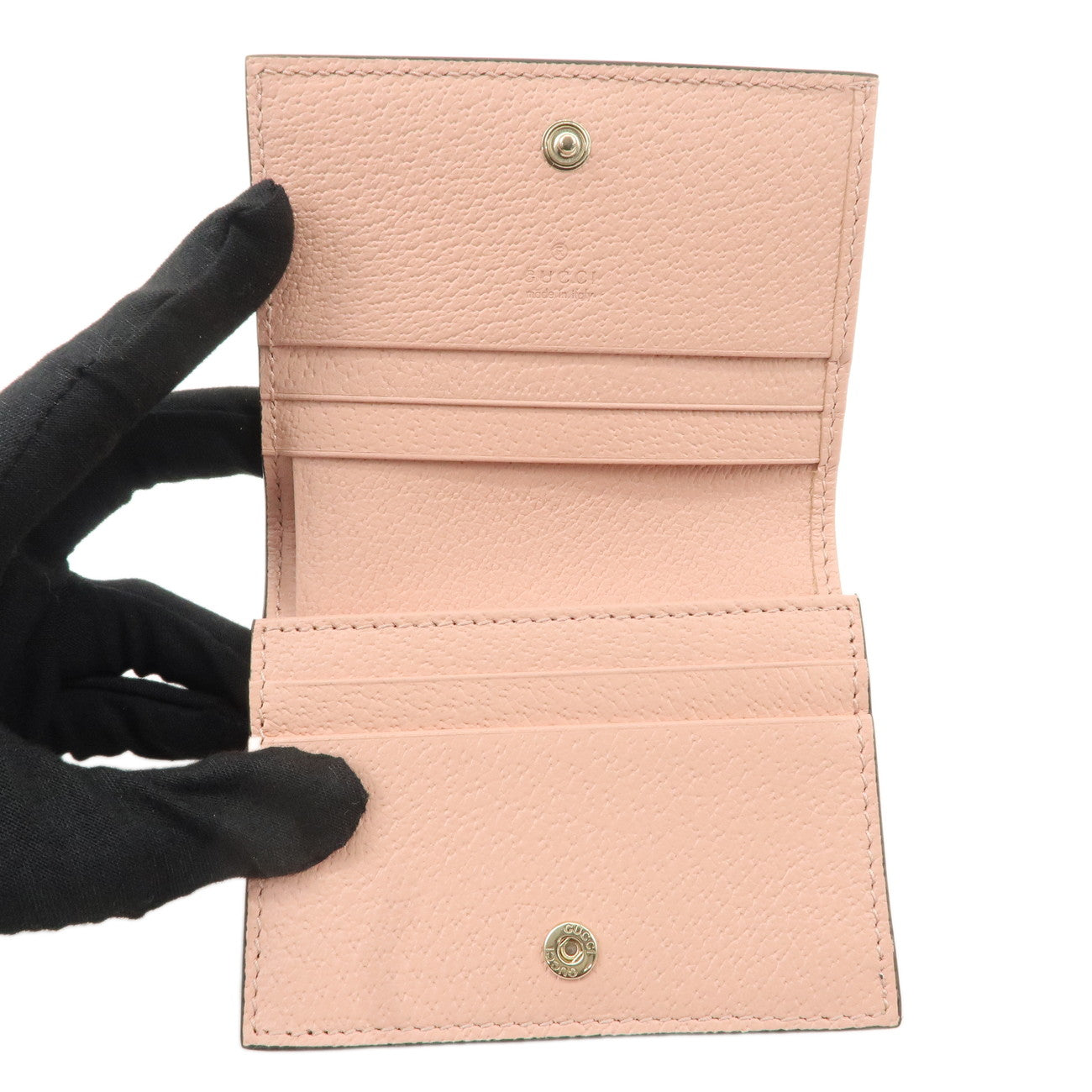 GUCCI Ophidia Sherry GG Supreme Leather Wallet Pink 523155 Used