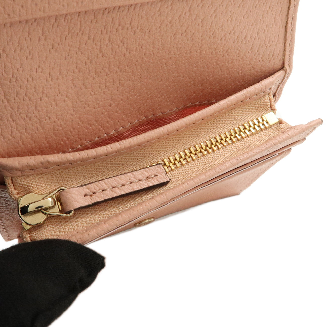 GUCCI Ophidia Sherry GG Supreme Leather Wallet Pink 523155 Used