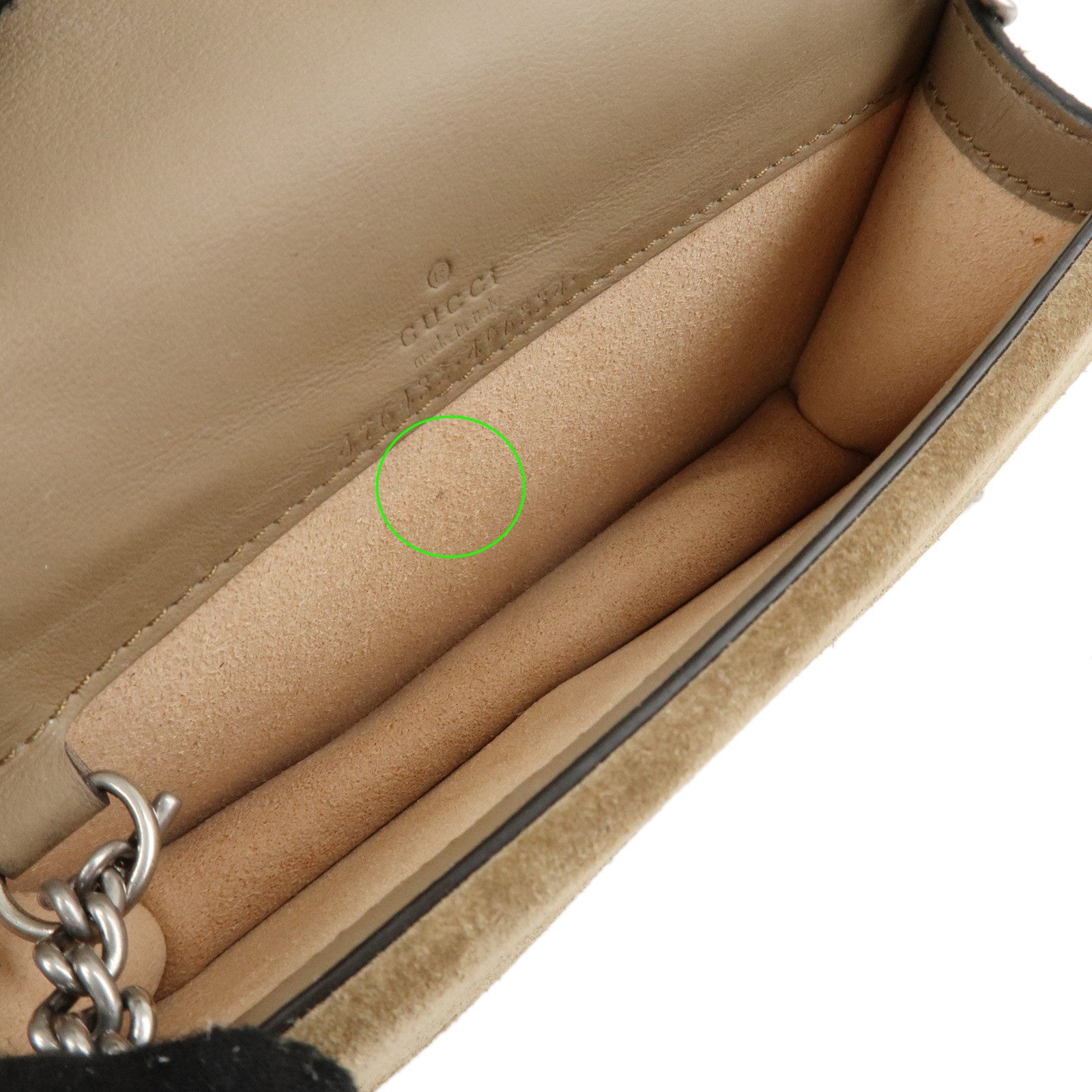 GUCCI Dionysus GG Supreme Suede Super Mini Bag Beige 476432 Used