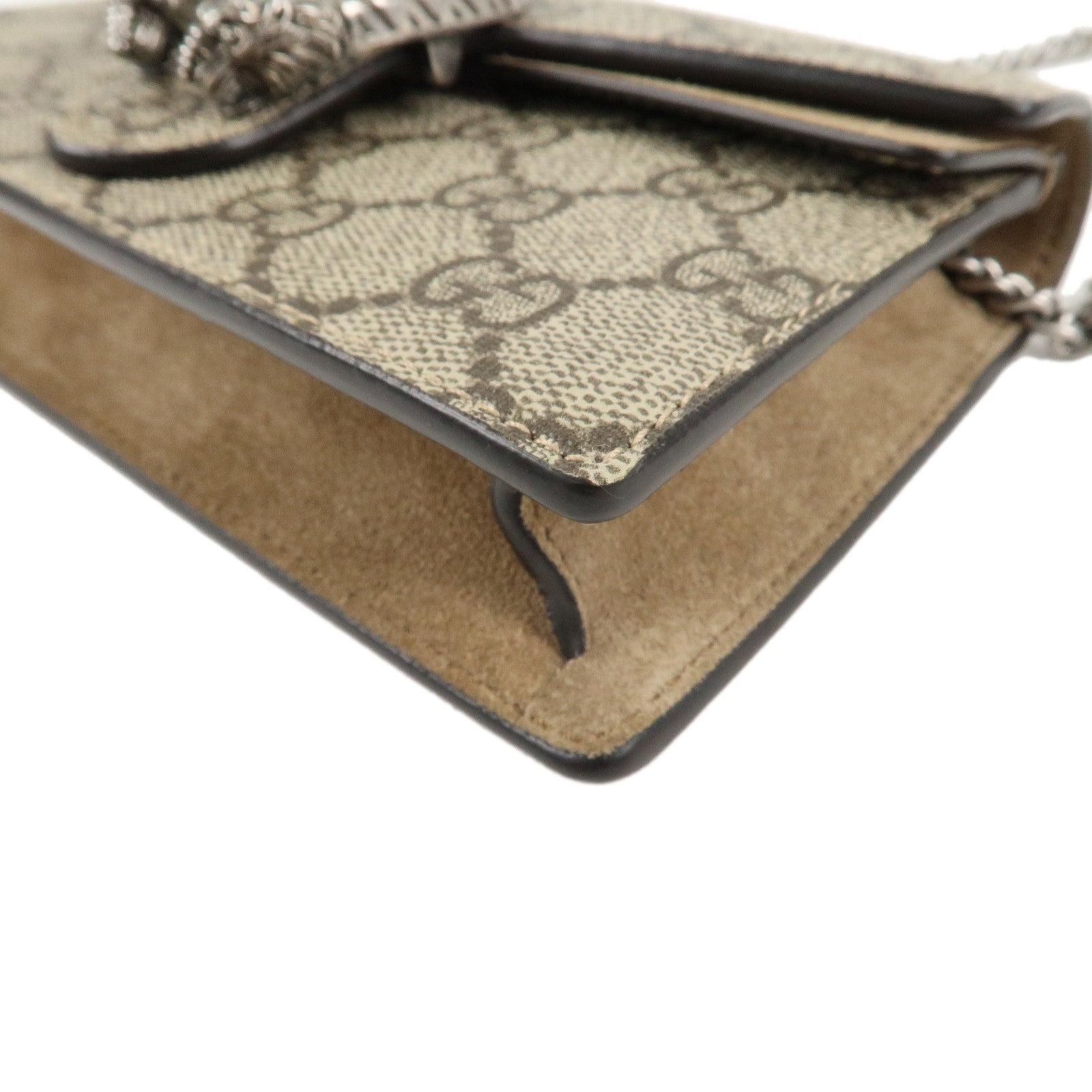 GUCCI Dionysus GG Supreme Suede Super Mini Bag Beige 476432 Used