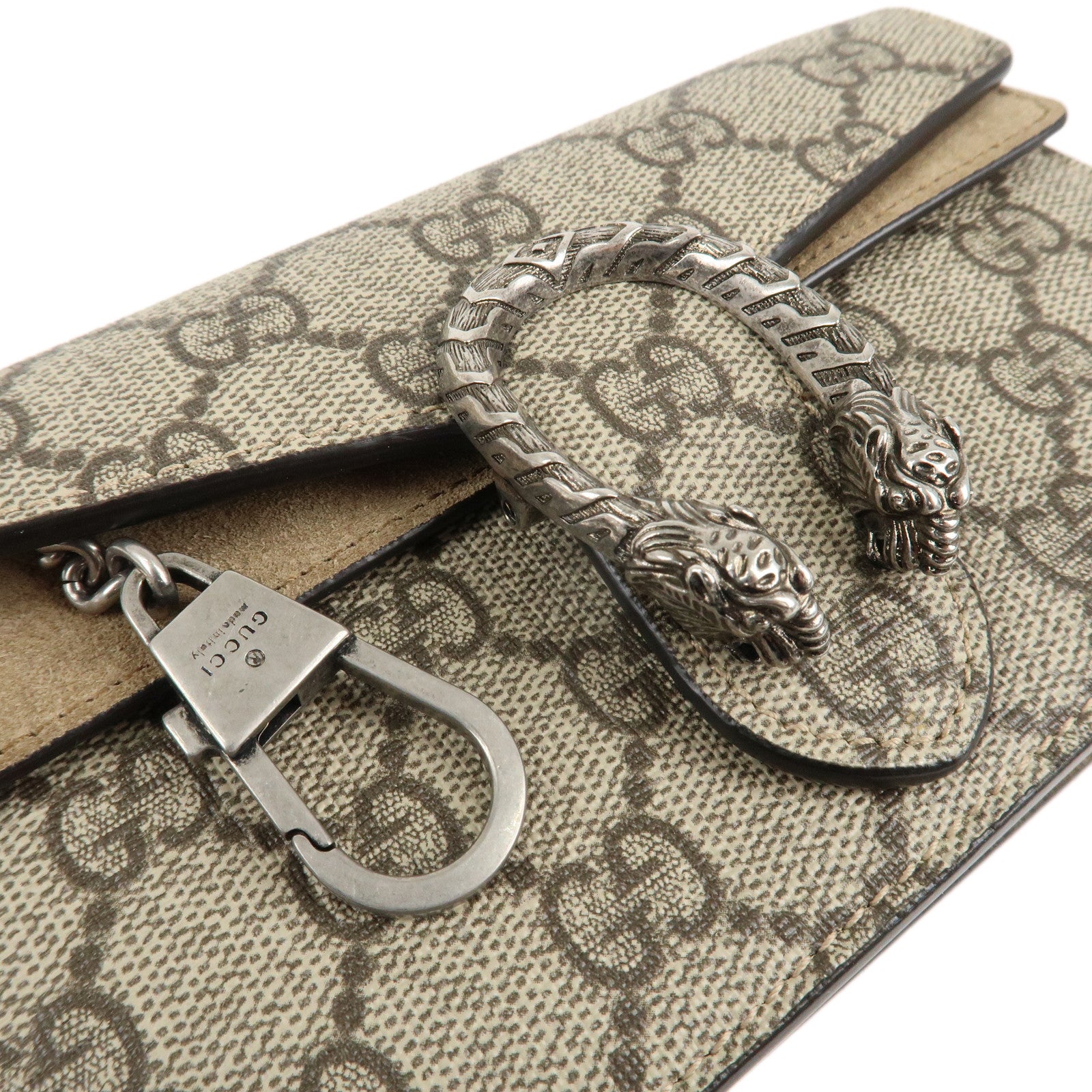 GUCCI Dionysus GG Supreme Suede Super Mini Bag Beige 476432 Used