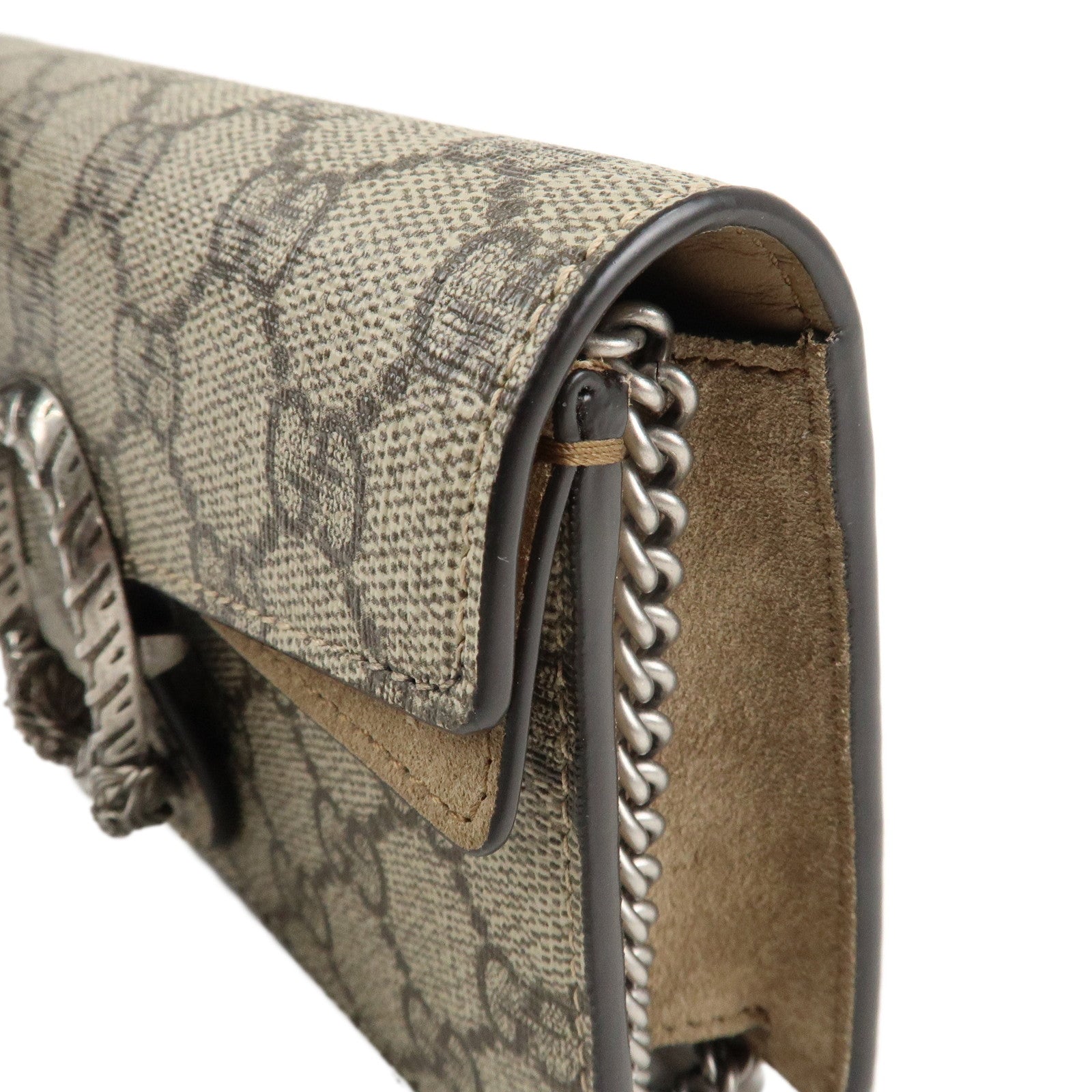 GUCCI Dionysus GG Supreme Suede Super Mini Bag Beige 476432 Used