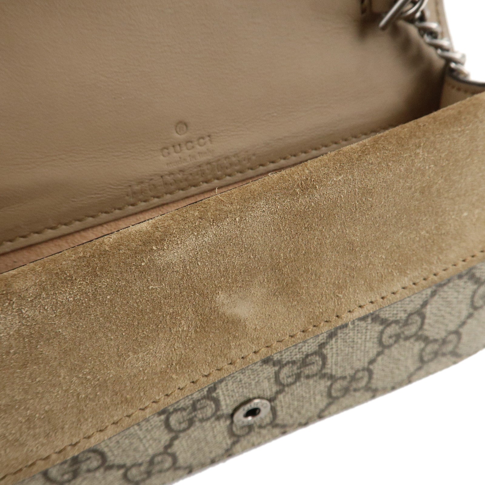 GUCCI Dionysus GG Supreme Suede Super Mini Bag Beige 476432 Used
