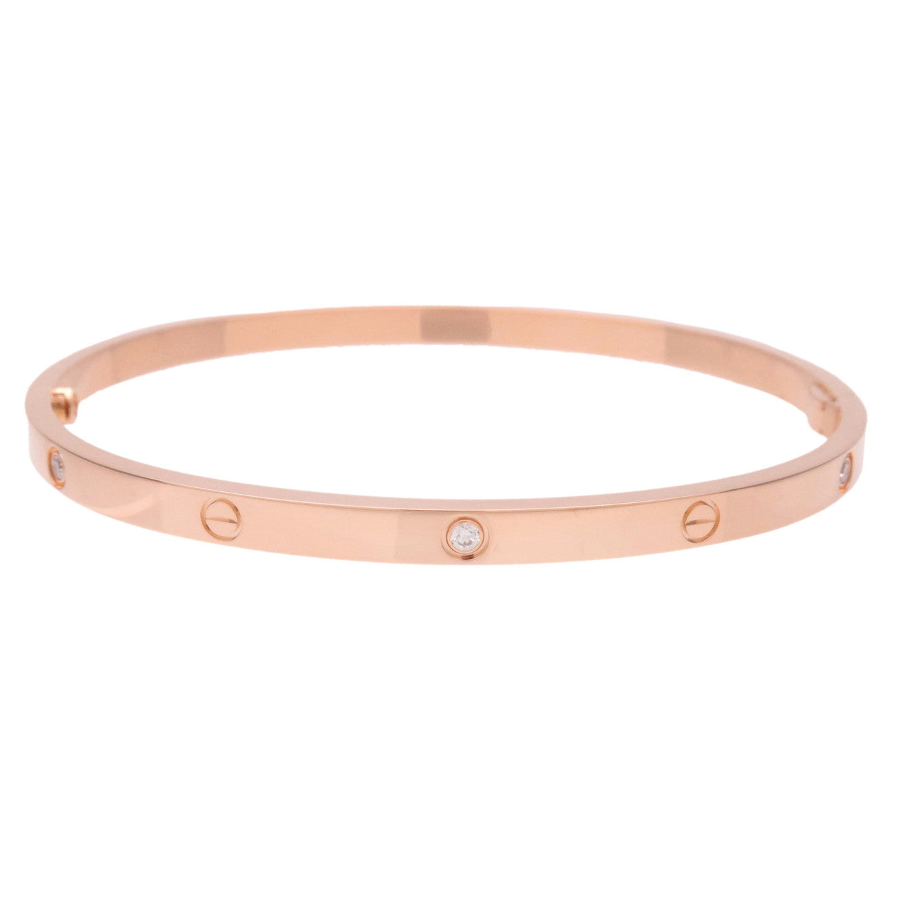 Cartier Love Bracelet SM Half Diamond #18 K18 750PG Rose Gold Used