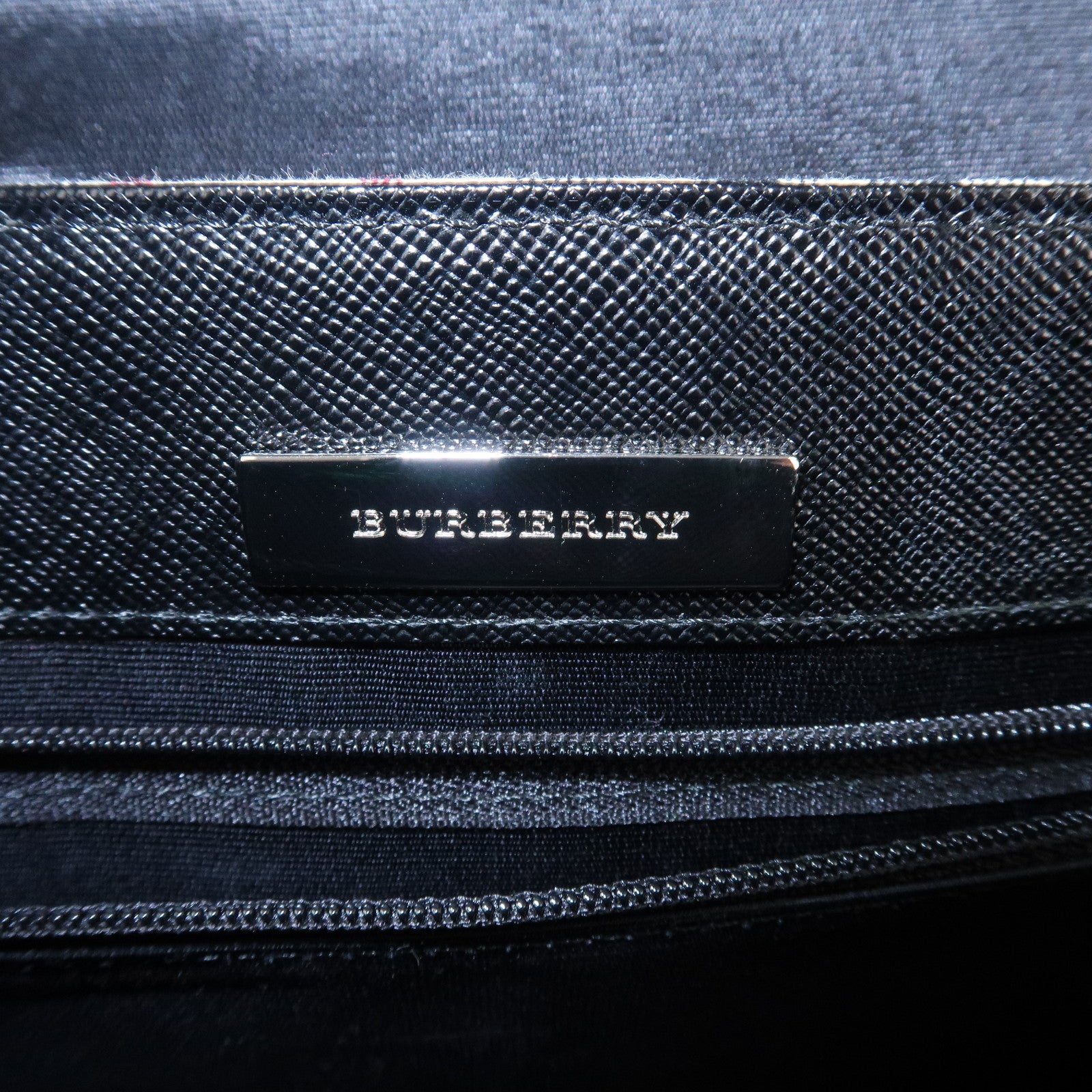 BURBERRY Nova Plaid Nylon Leather Shoulder Bag Beige Black Used