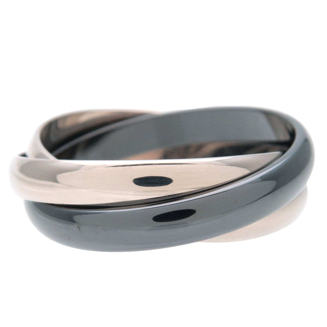Cartier Trinity Ring MM K18 750YG/WG/PG #63 US10.5 WhiteGold Black Used