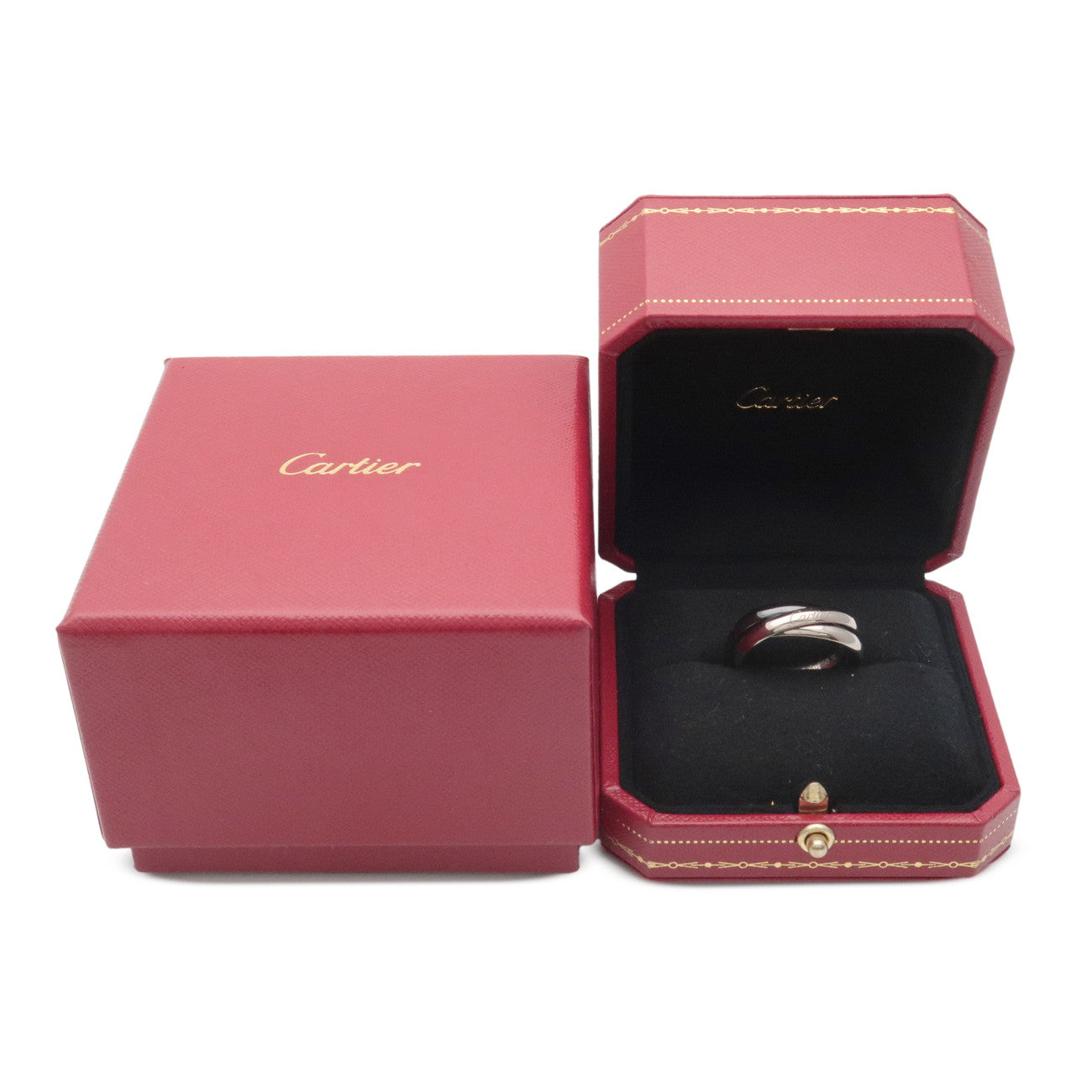 Cartier Trinity Ring MM K18 750YG/WG/PG #63 US10.5 WhiteGold Black Used