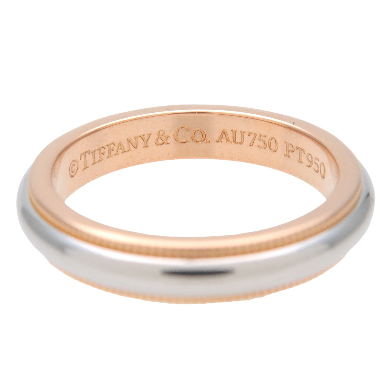 Tiffany&Co. Milgrain Band Ring K18 750PG Rose Gold PT950 US5 Used