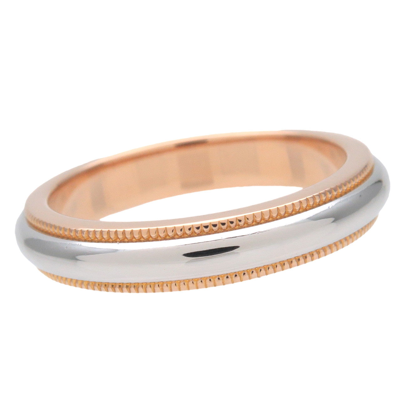 Tiffany&Co. Milgrain Band Ring K18 750PG Rose Gold PT950 US5 Used
