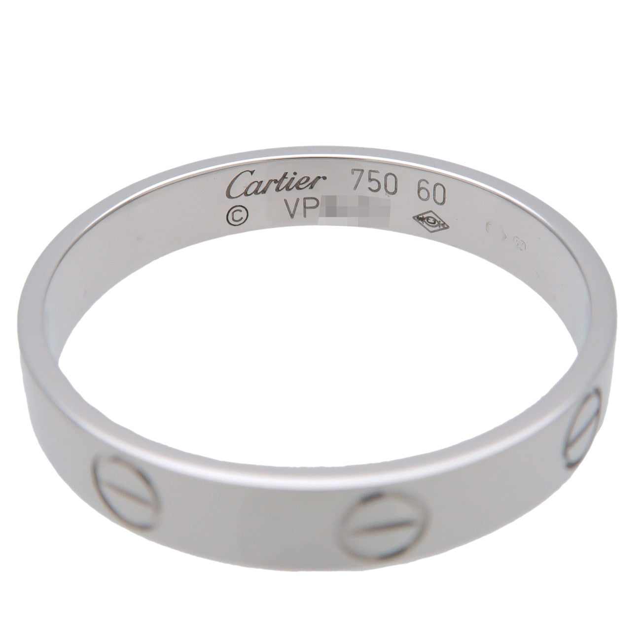 Cartier Mini Love Ring #60 K18WG White Gold US9-9.5 EU59.5 HK20.5 Used