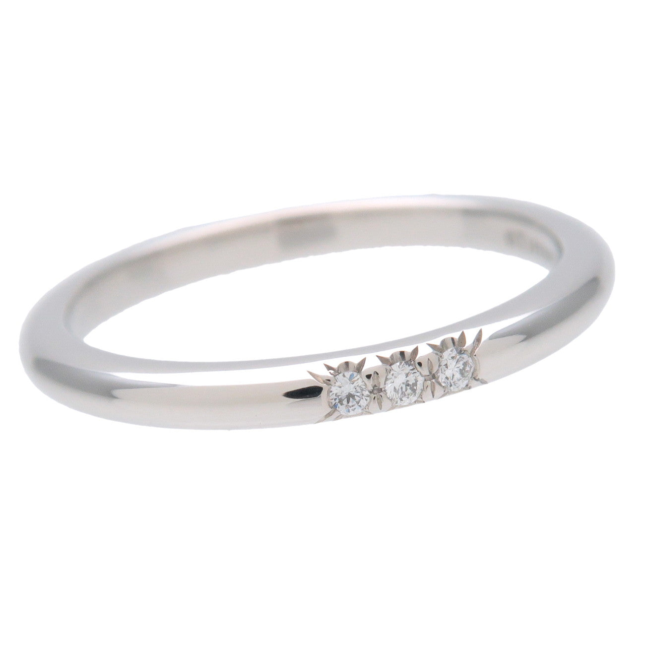 Tiffany & Co. Classic Band Ring 3P Diamond PT950 Platinum US5.5 Used