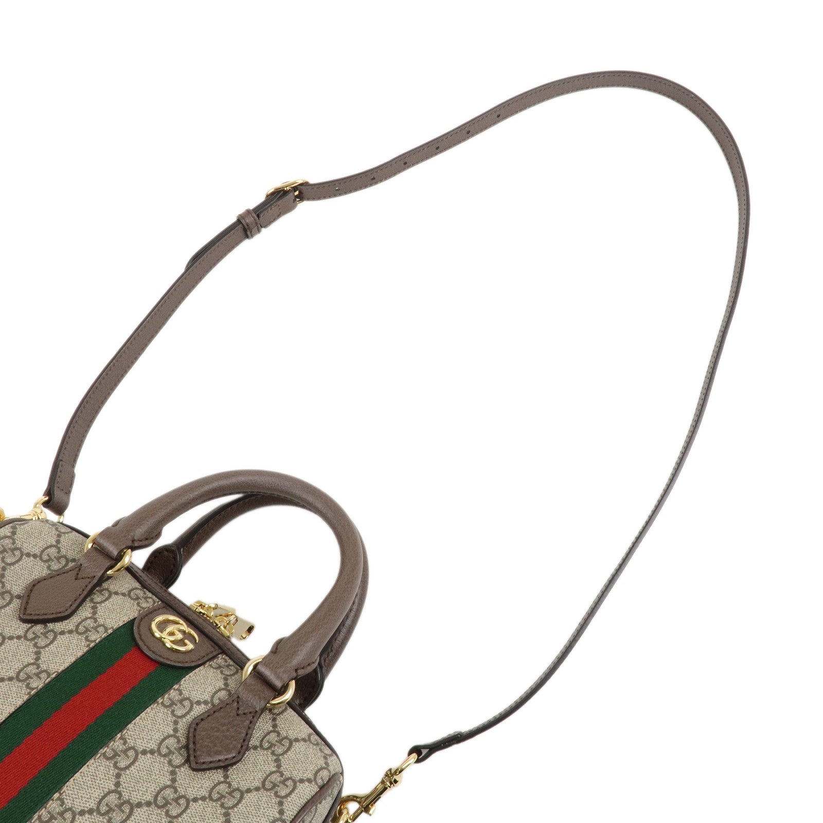 GUCCI Ophidia Sherry GG Supreme Leather 2Way Boston Bag 772053 Used