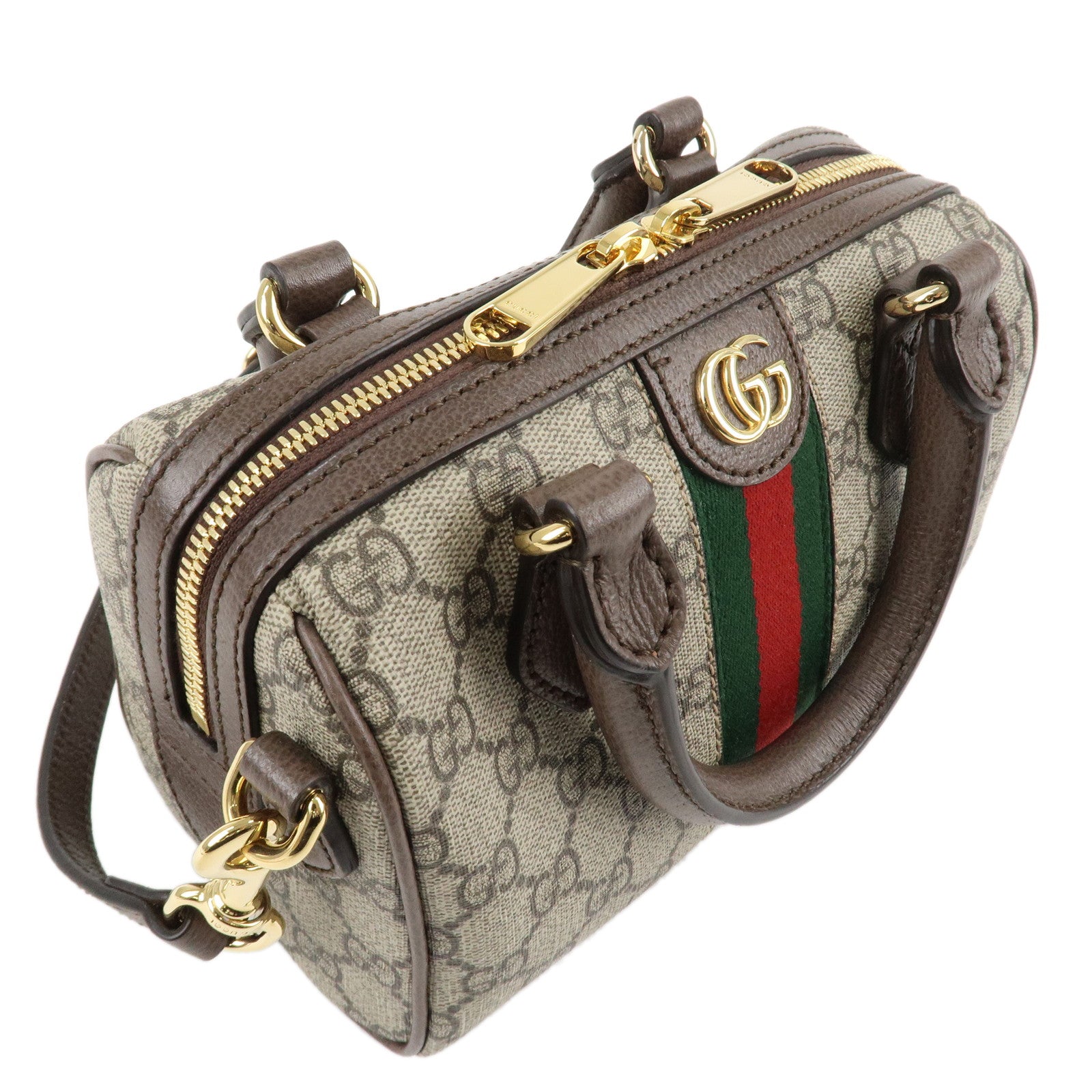 GUCCI Ophidia Sherry GG Supreme Leather 2Way Boston Bag 772053 Used