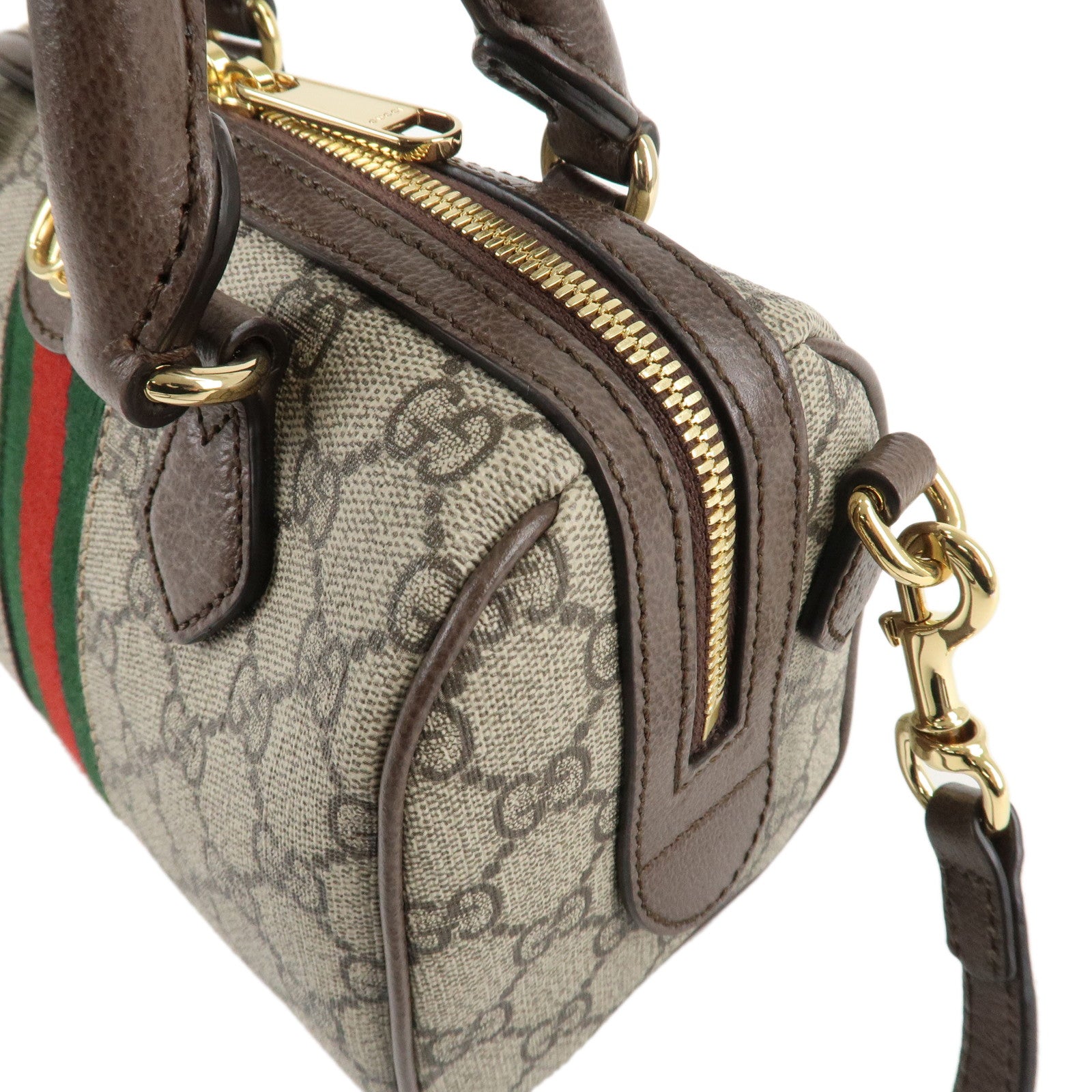 GUCCI Ophidia Sherry GG Supreme Leather 2Way Boston Bag 772053 Used