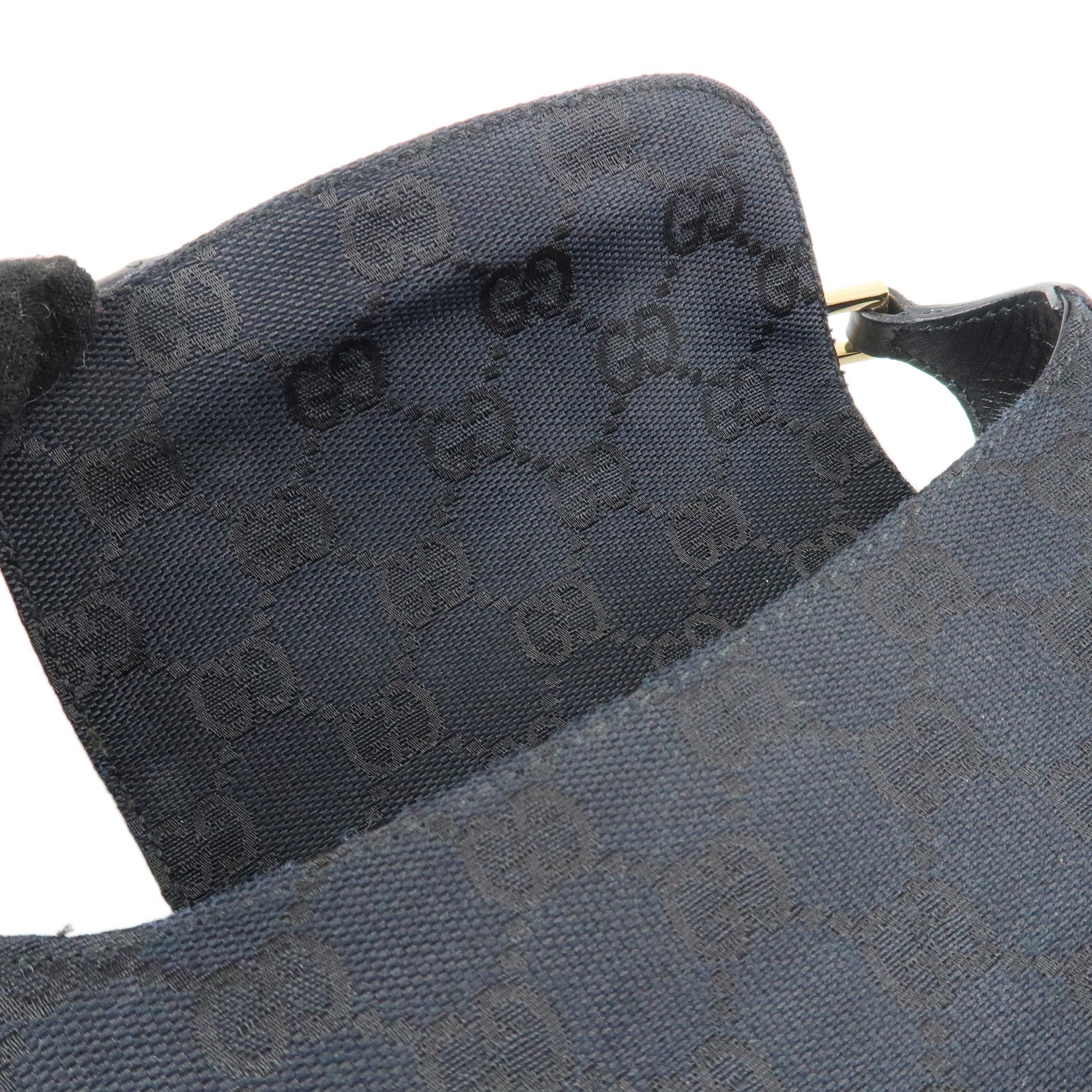 GUCCI Bamboo GG Canvas Leather Mini Hand Bag Black 005.0811 Used