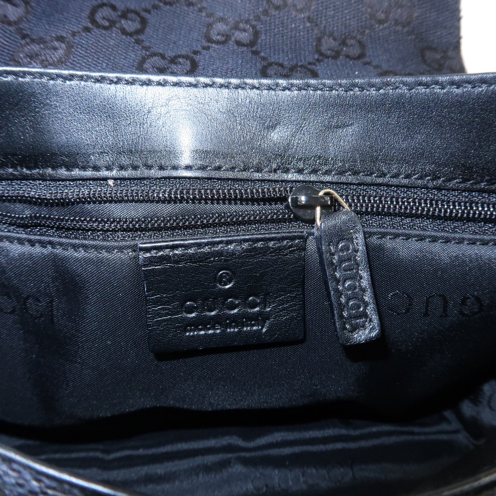 GUCCI Bamboo GG Canvas Leather Mini Hand Bag Black 005.0811 Used