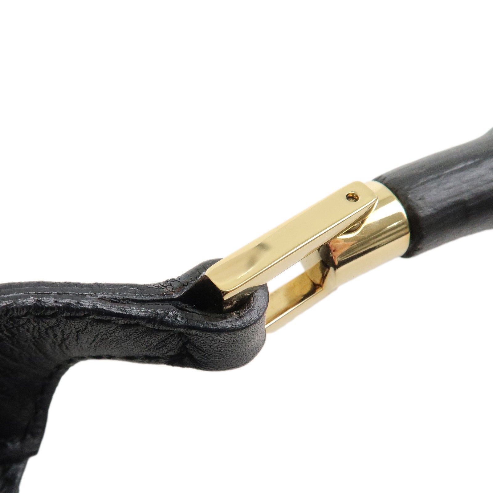 GUCCI Bamboo GG Canvas Leather Mini Hand Bag Black 005.0811 Used